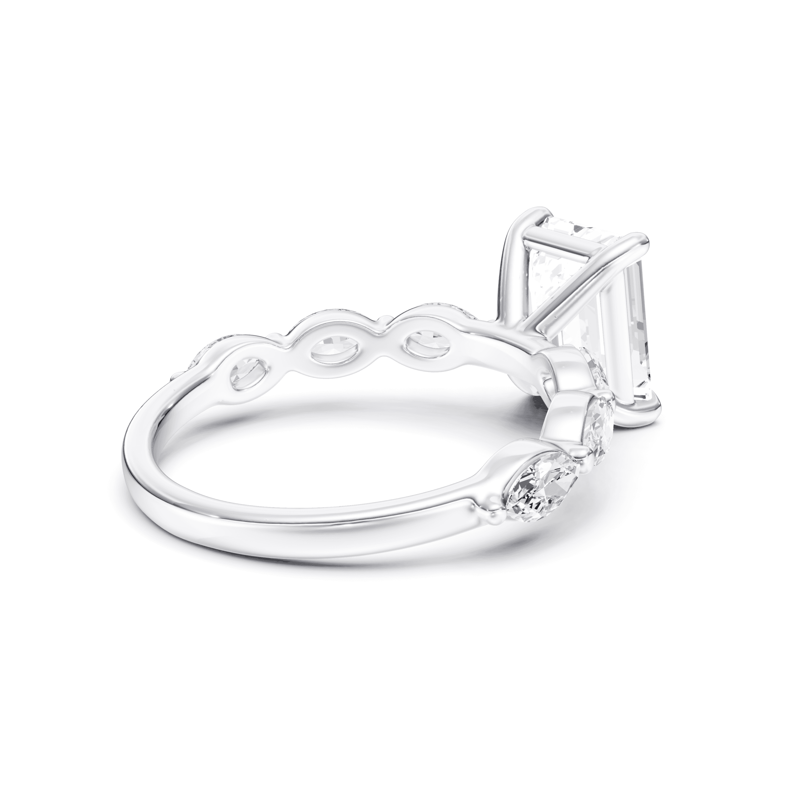 Solitaire Marquise Emerald — White Gold view 2