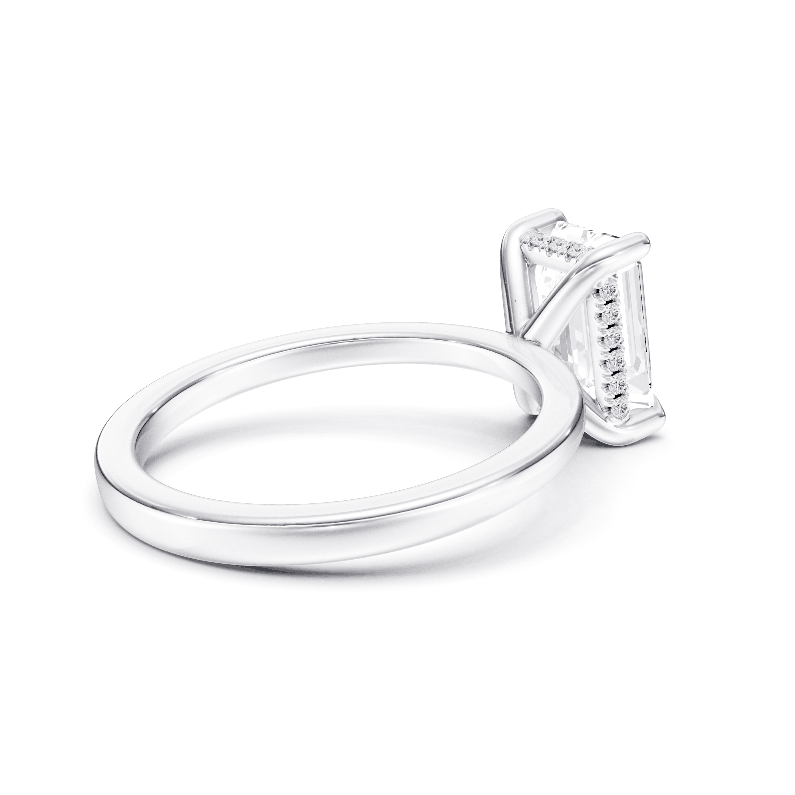 Hidden Halo Ring Emerald — White Gold view 2