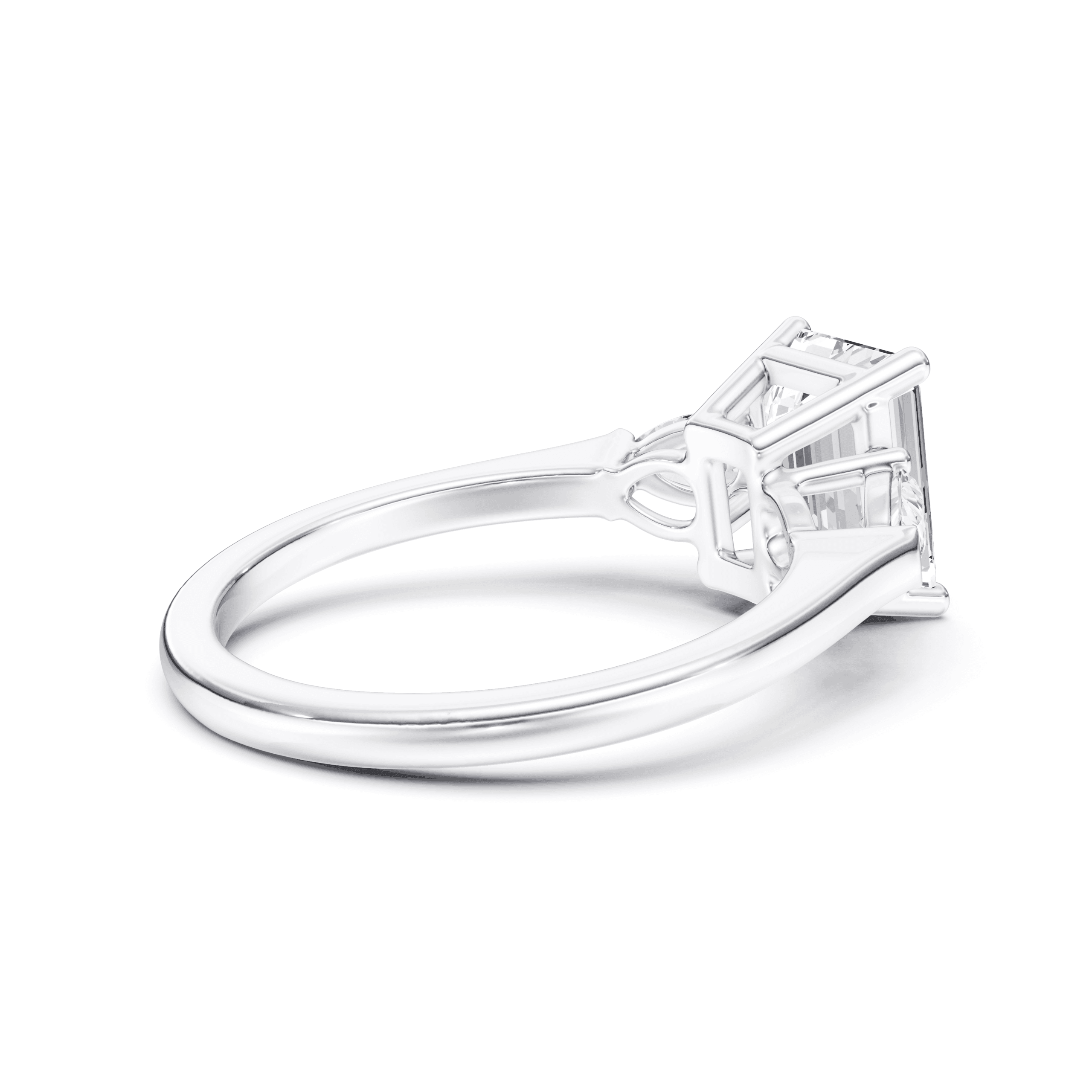 3 Stone Pear Ring Emerald — White Gold view 2