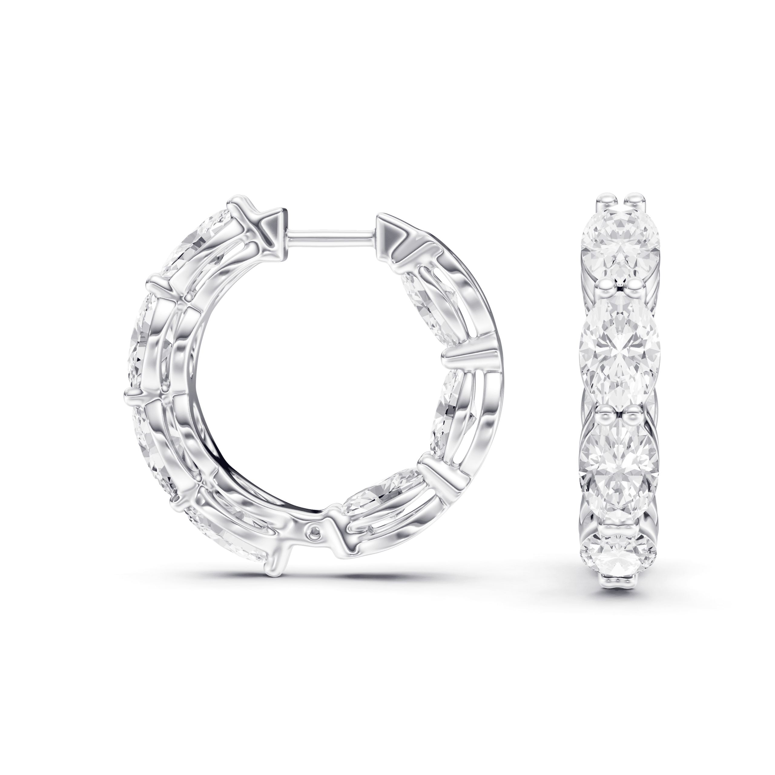 Full Setting Hoops Oval — White Gold view 2