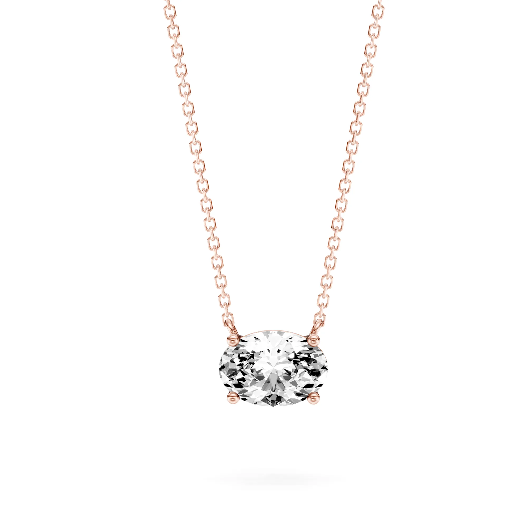 Solitaire Pendant Oval — Rose Gold