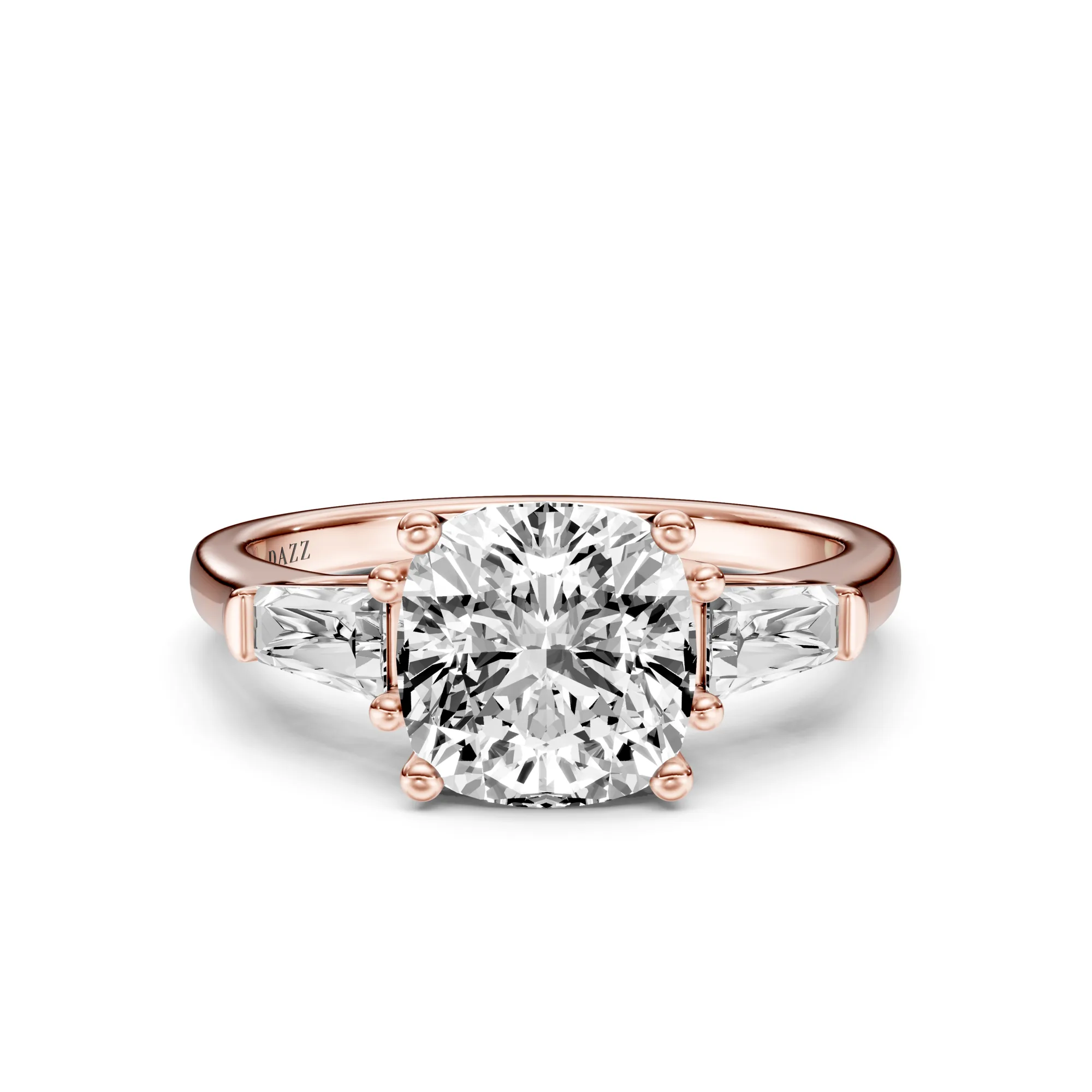 3 Stone Tapered Ring Cushion — Roségold