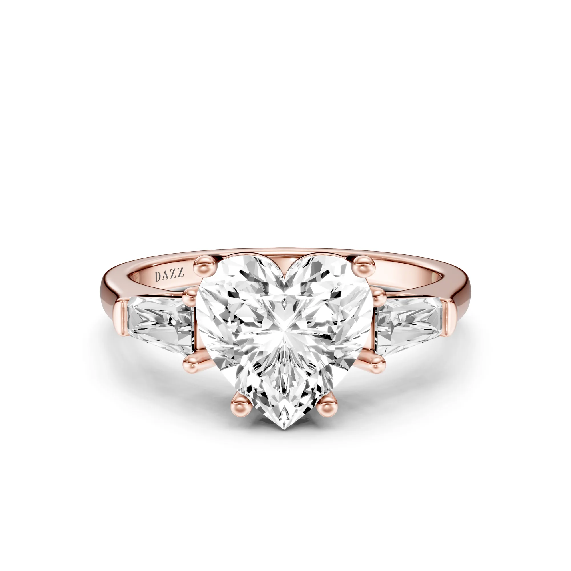 3 Stone Tapered Ring Cushion — Rose & Yellow Gold — Roségold