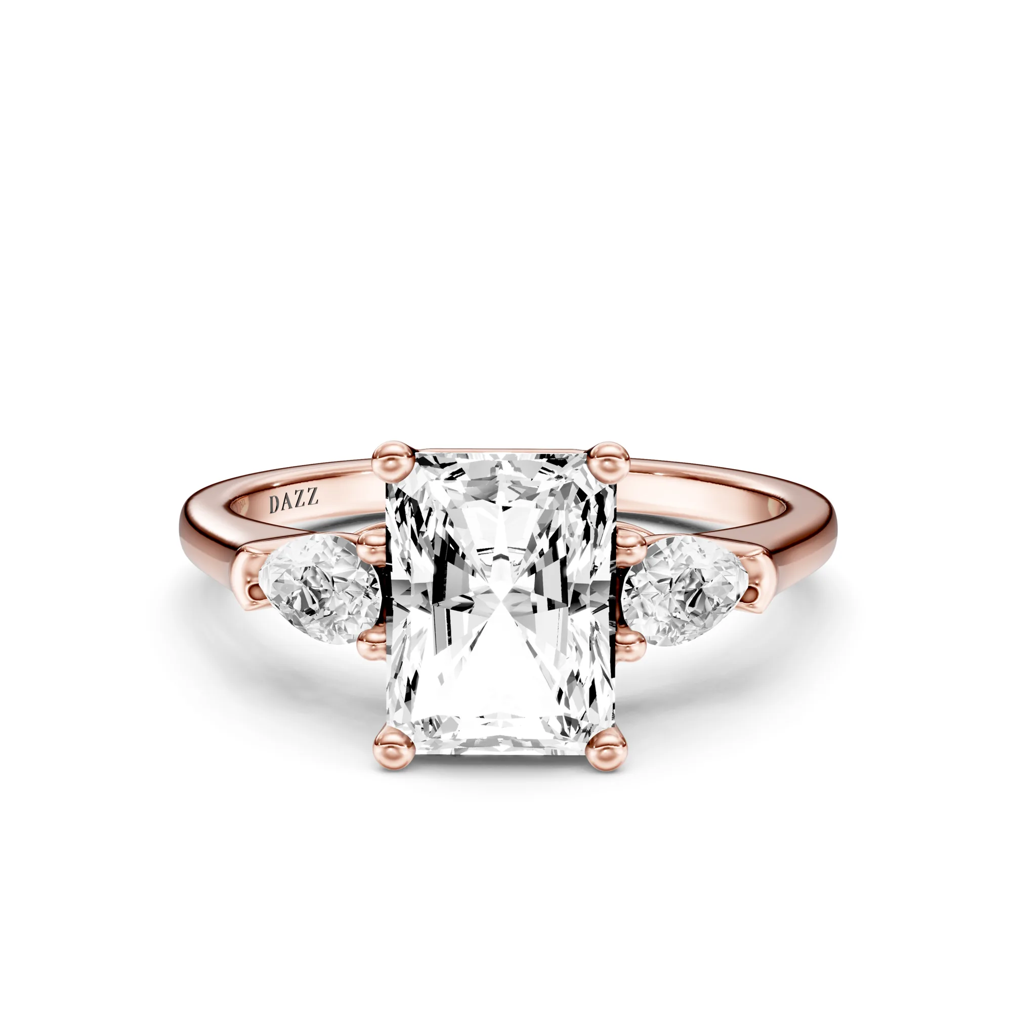 3 Stone Pear Ring Radiant — Roségold