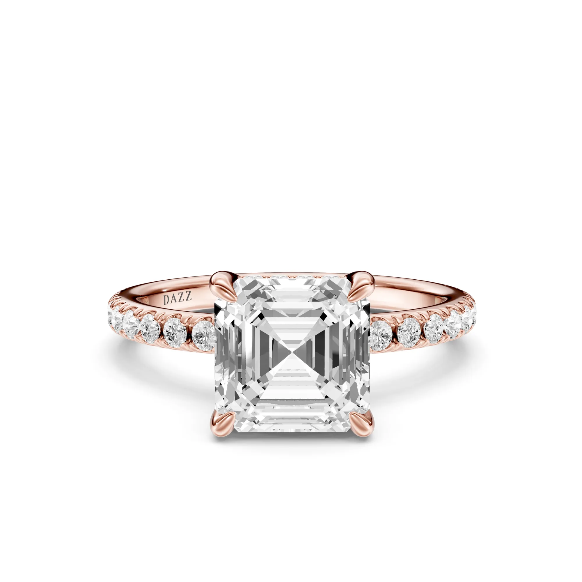 Pavé Ring Asscher — Roségold