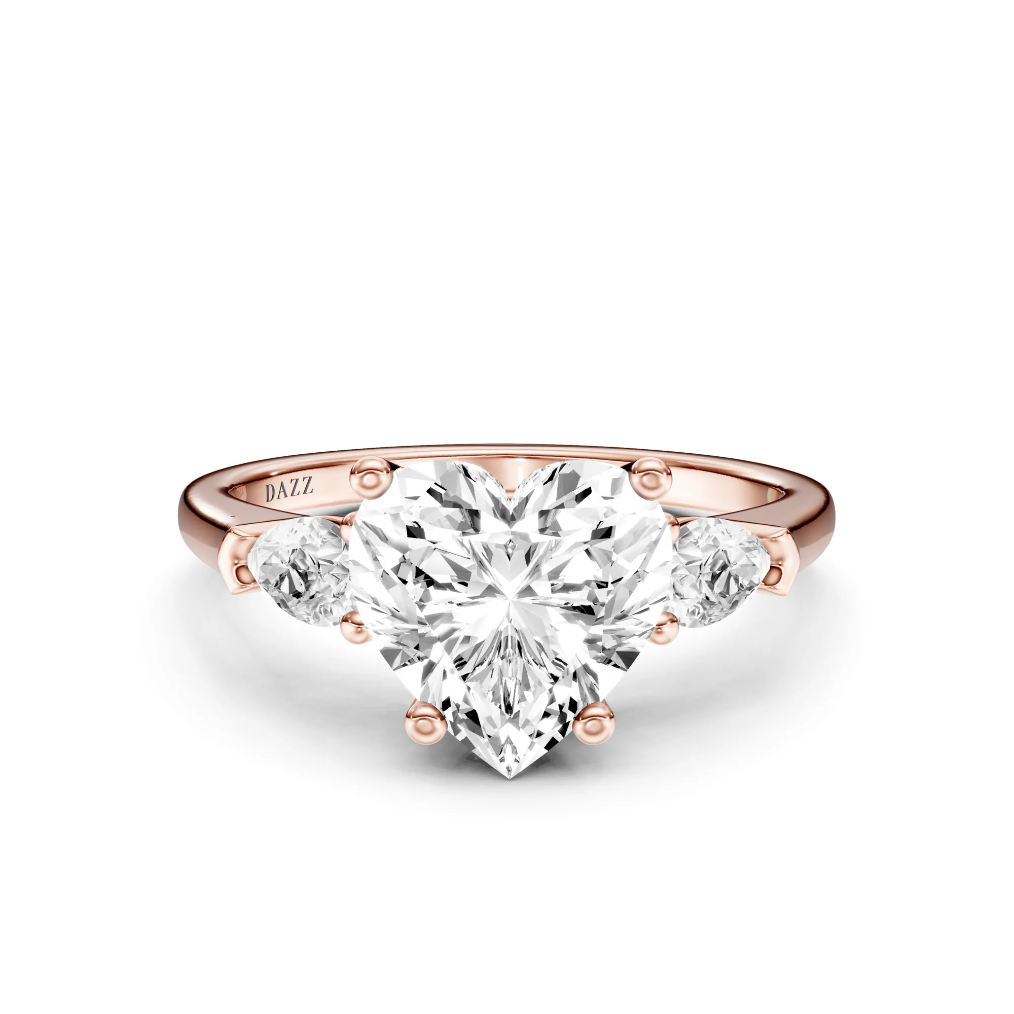 3 Stone Pear Ring Heart — Roségold