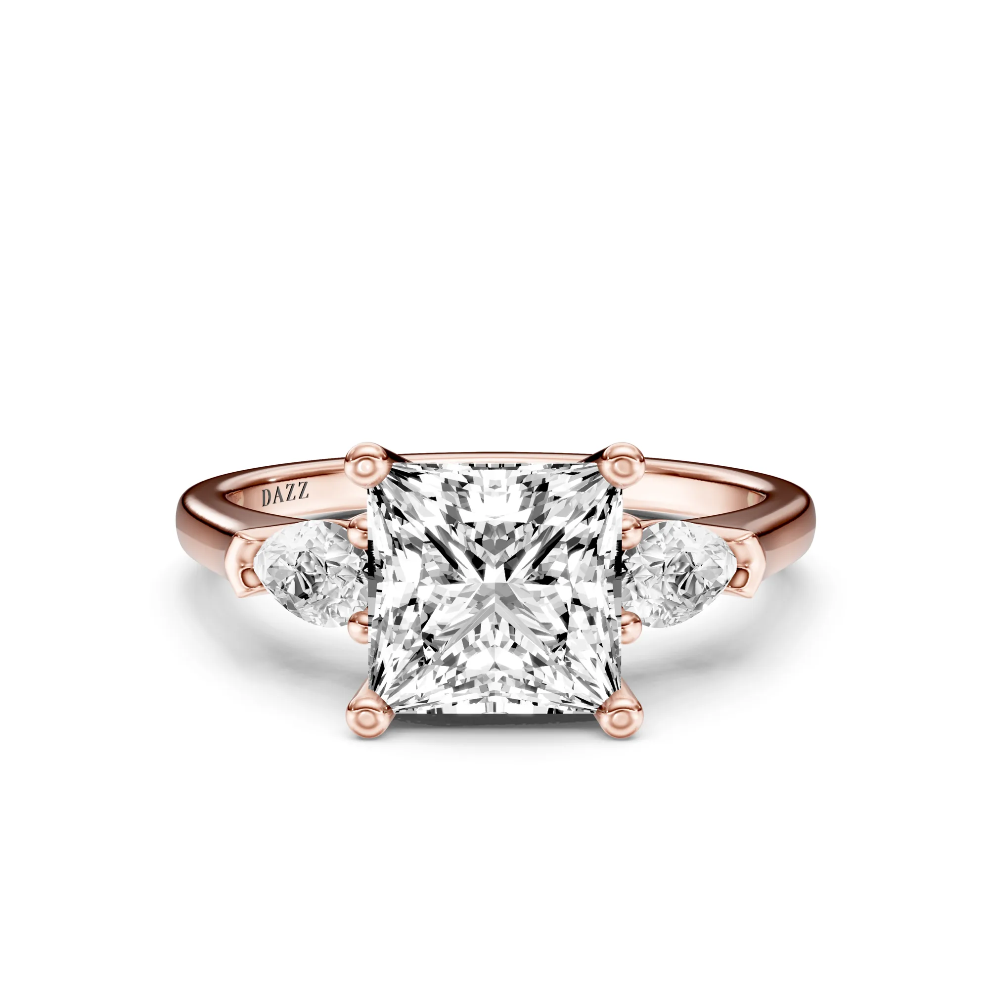 3 Stone Pear Ring Princess — Roségold