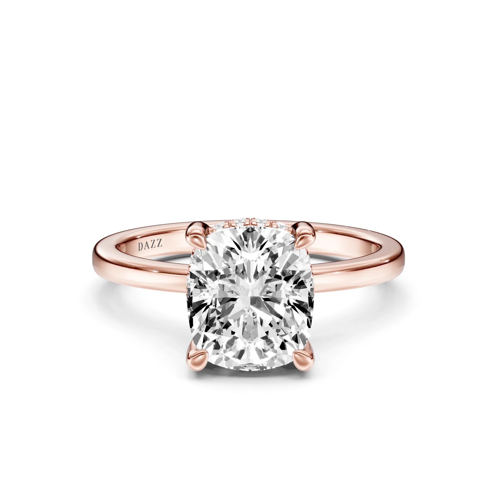 Hidden Halo Ring Cushion — Roségold