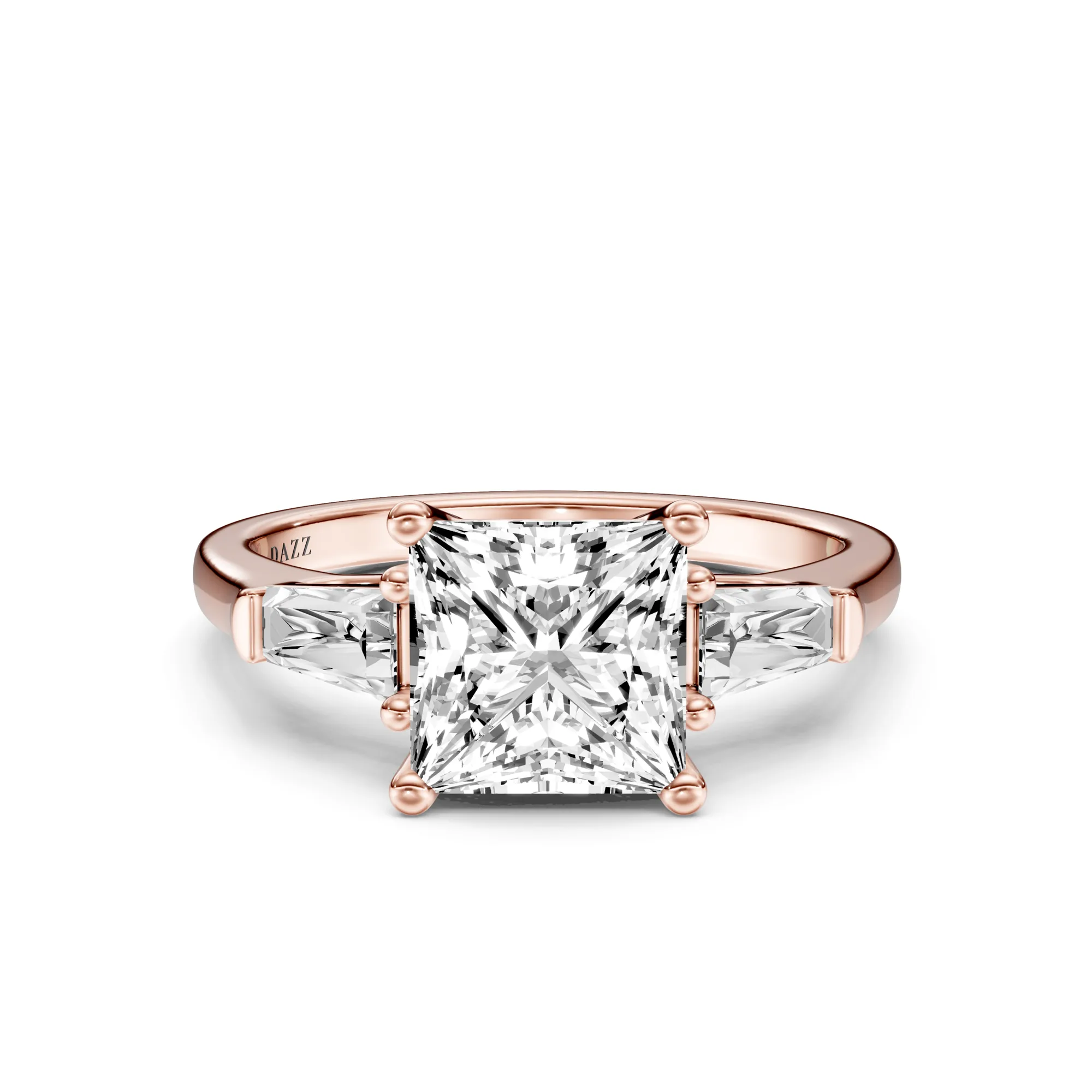 3 Stone Tapered Ring Princess — Roségold
