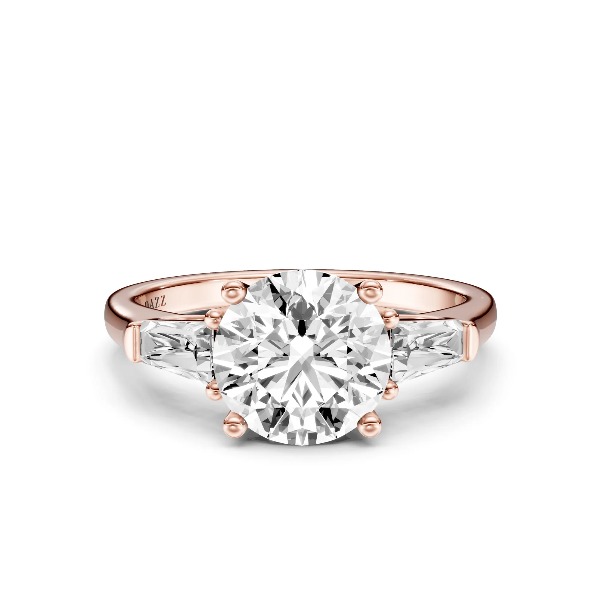 3 Stone Tapered Ring Round — Roségold