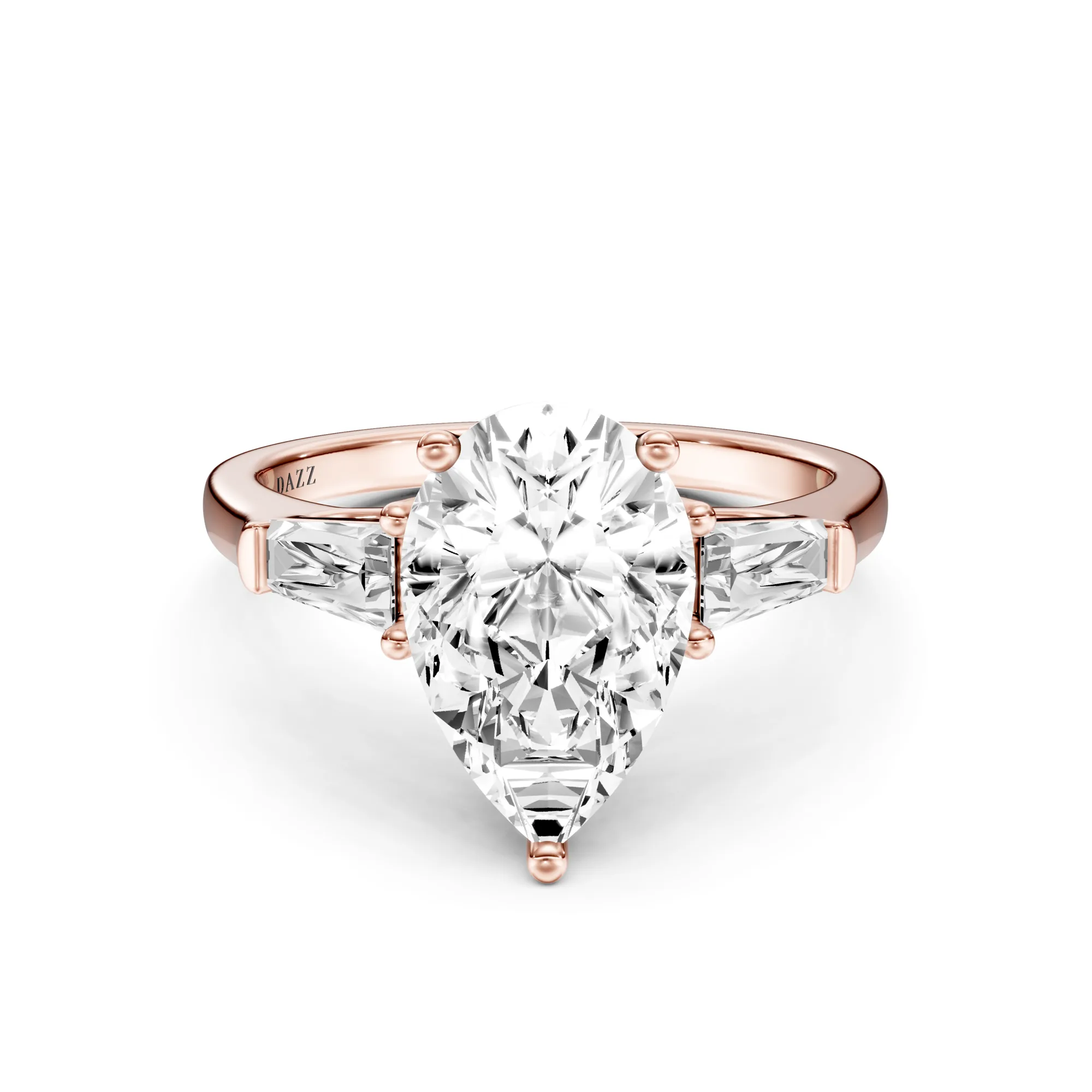3 Stone Tapered Ring Pear — Roségold