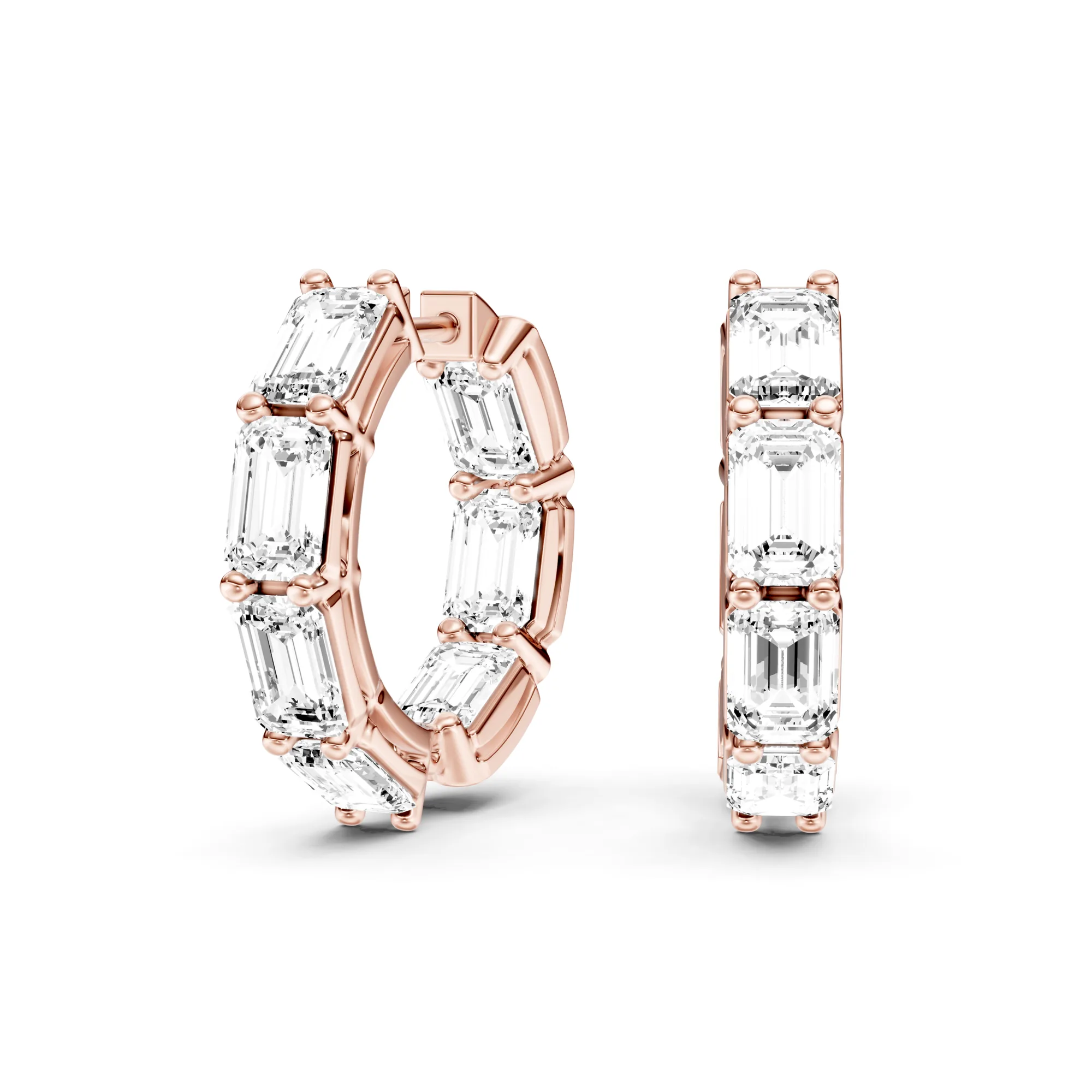 Full Setting Hoops Emerald — Roségold