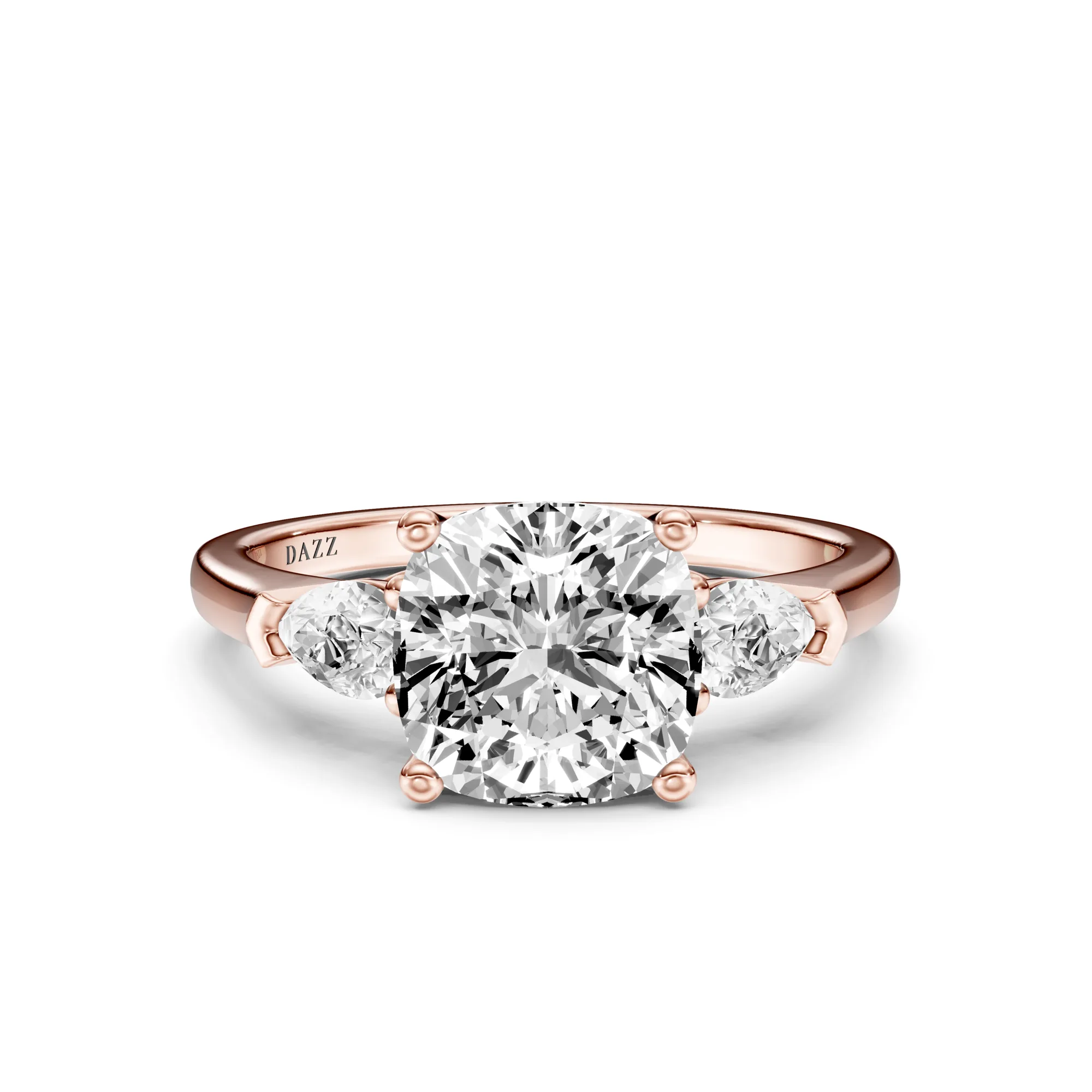 3 Stone Pear Ring Cushion — Roségold