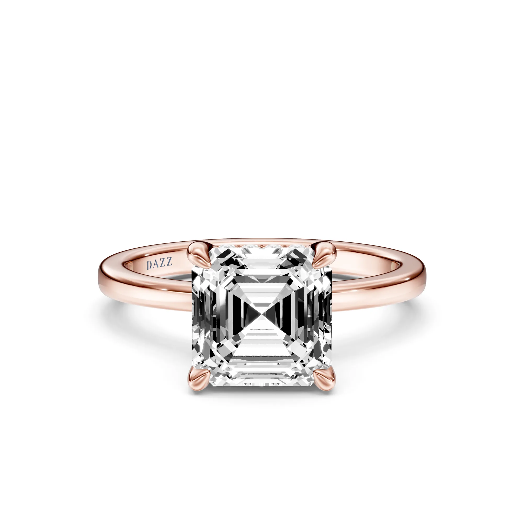 Hidden Halo Ring Asscher — Roségold