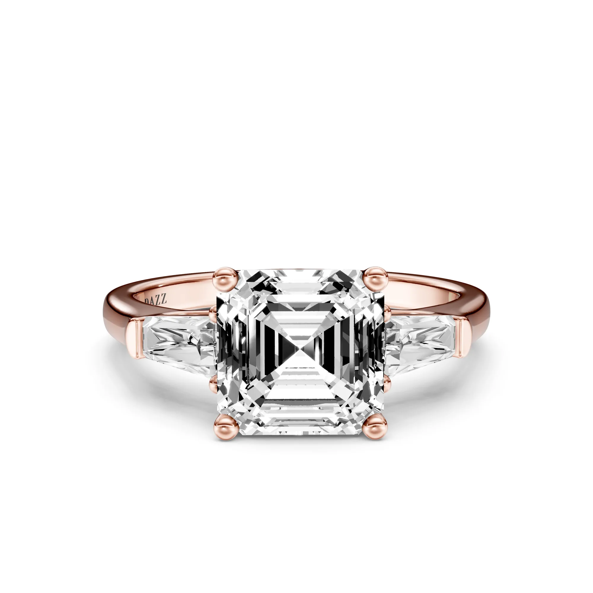 3 Stone Tapered Ring Asscher — Roségold