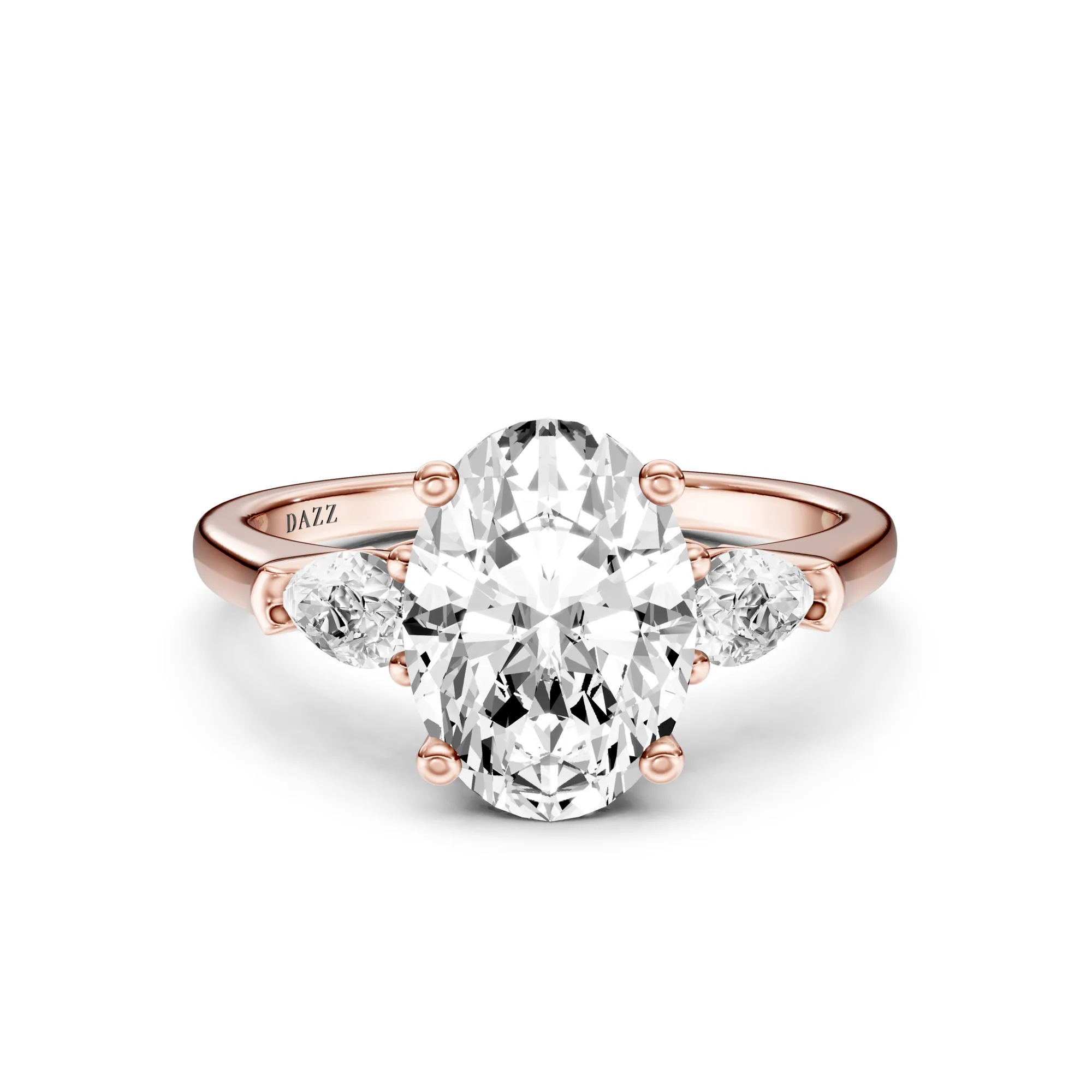 3 Stone Pear Ring Oval — Roségold