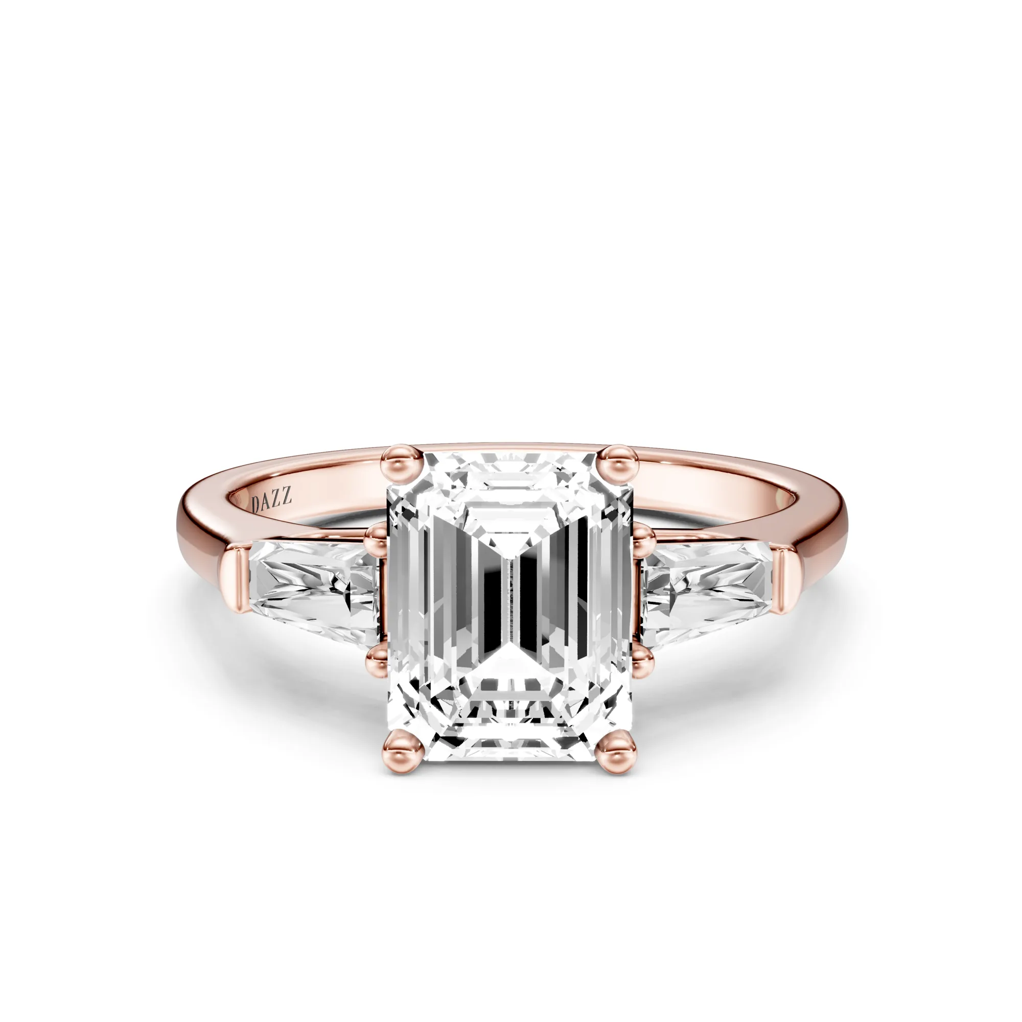 3 Stone Tapered Ring Emerald — Roségold