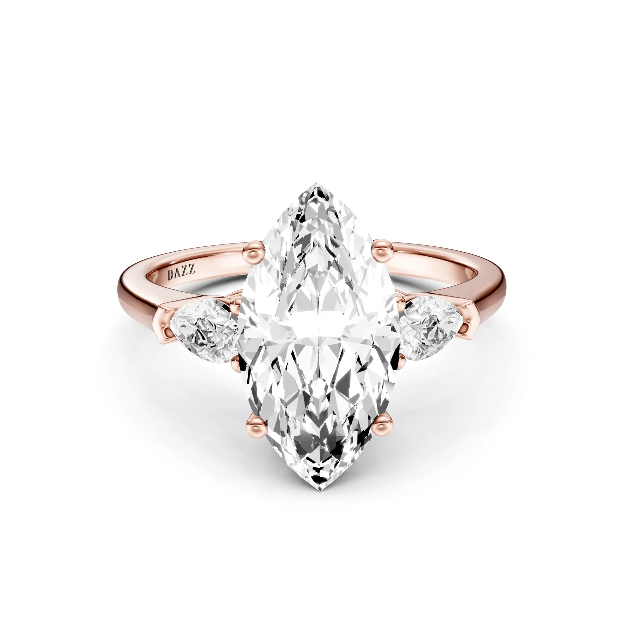 3 Stone Pear Ring Marquise — Roségold