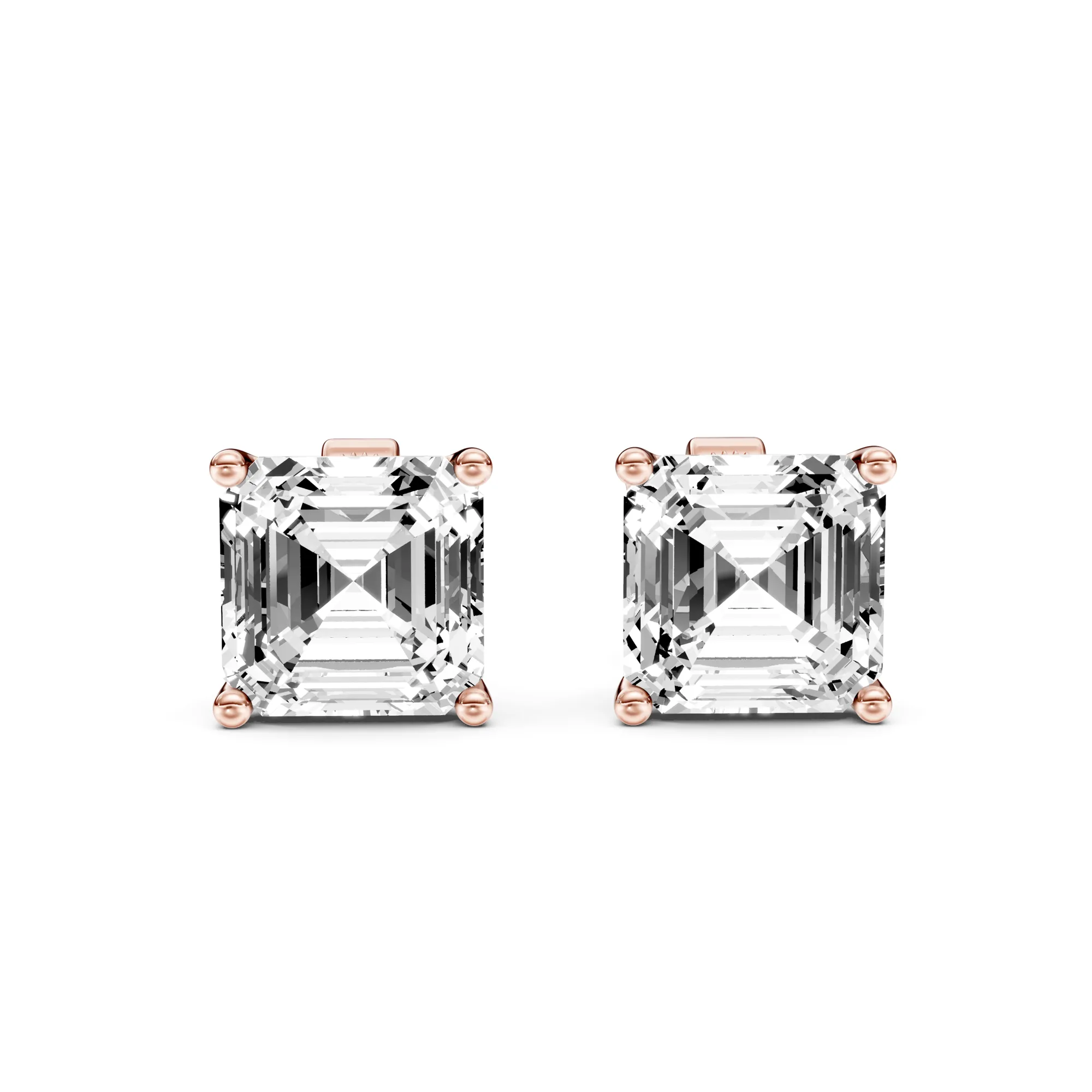 Solitaire Studs Asscher — Roségold