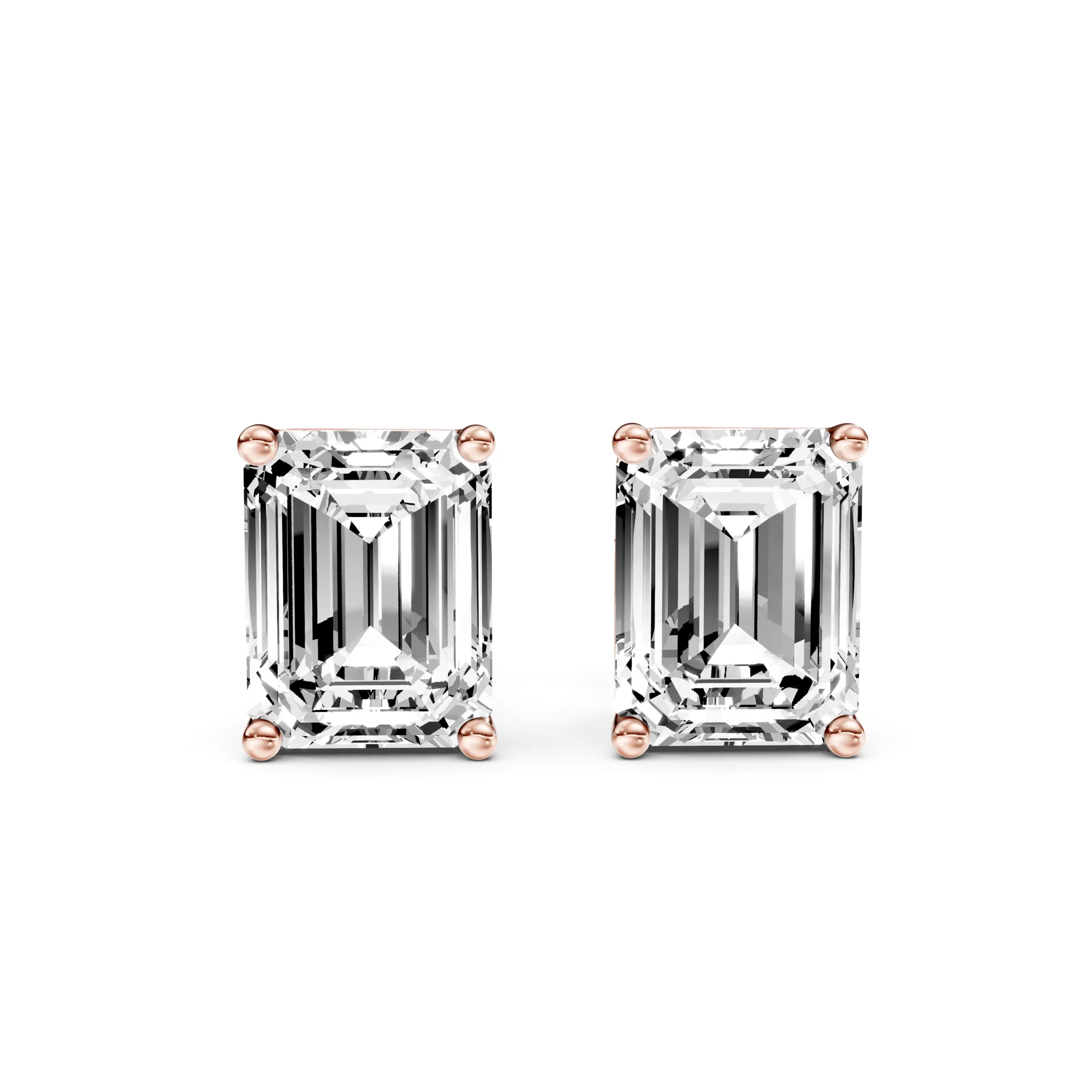 Solitaire Studs Emerald — Rose Gold