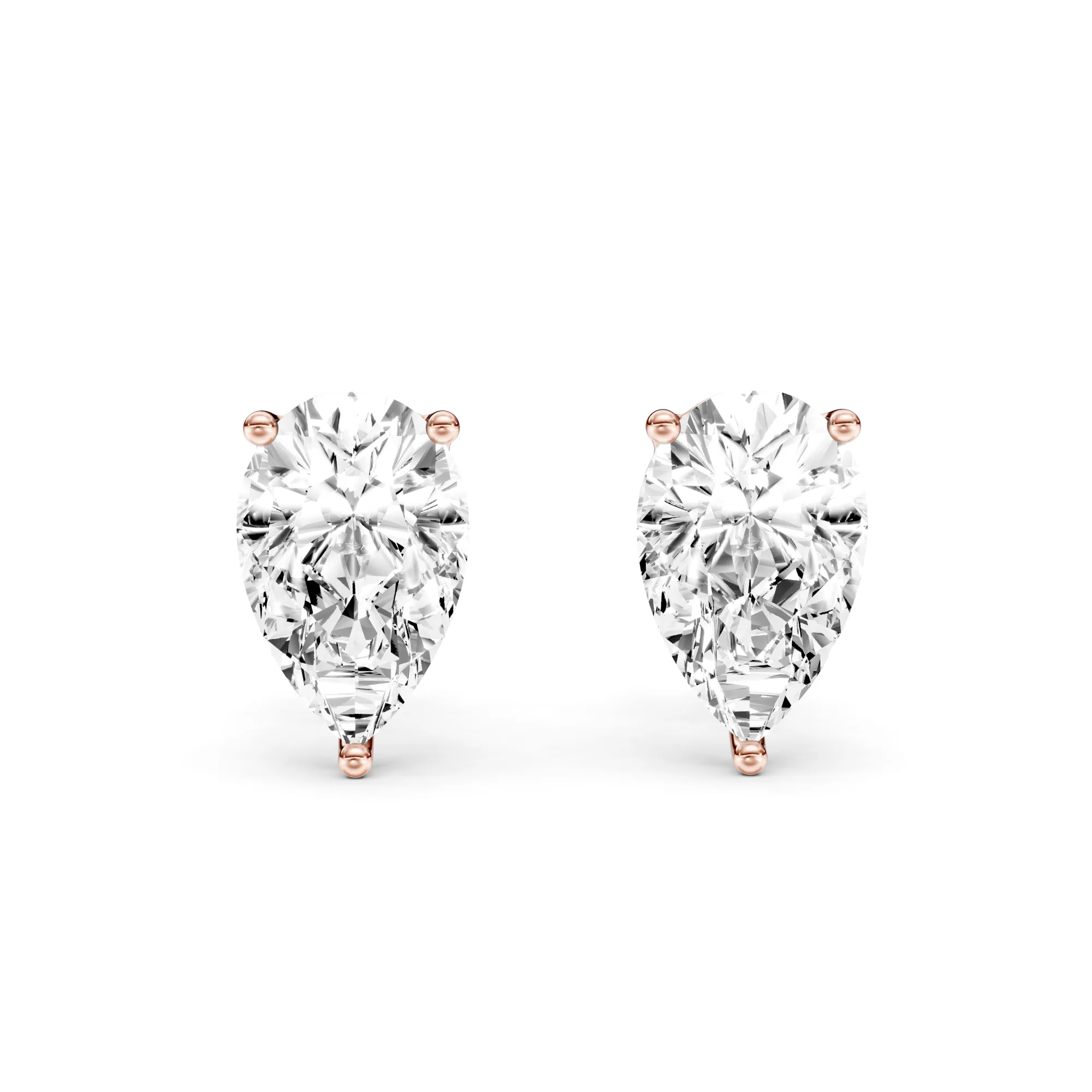 Solitaire Studs Pear — Rose Gold
