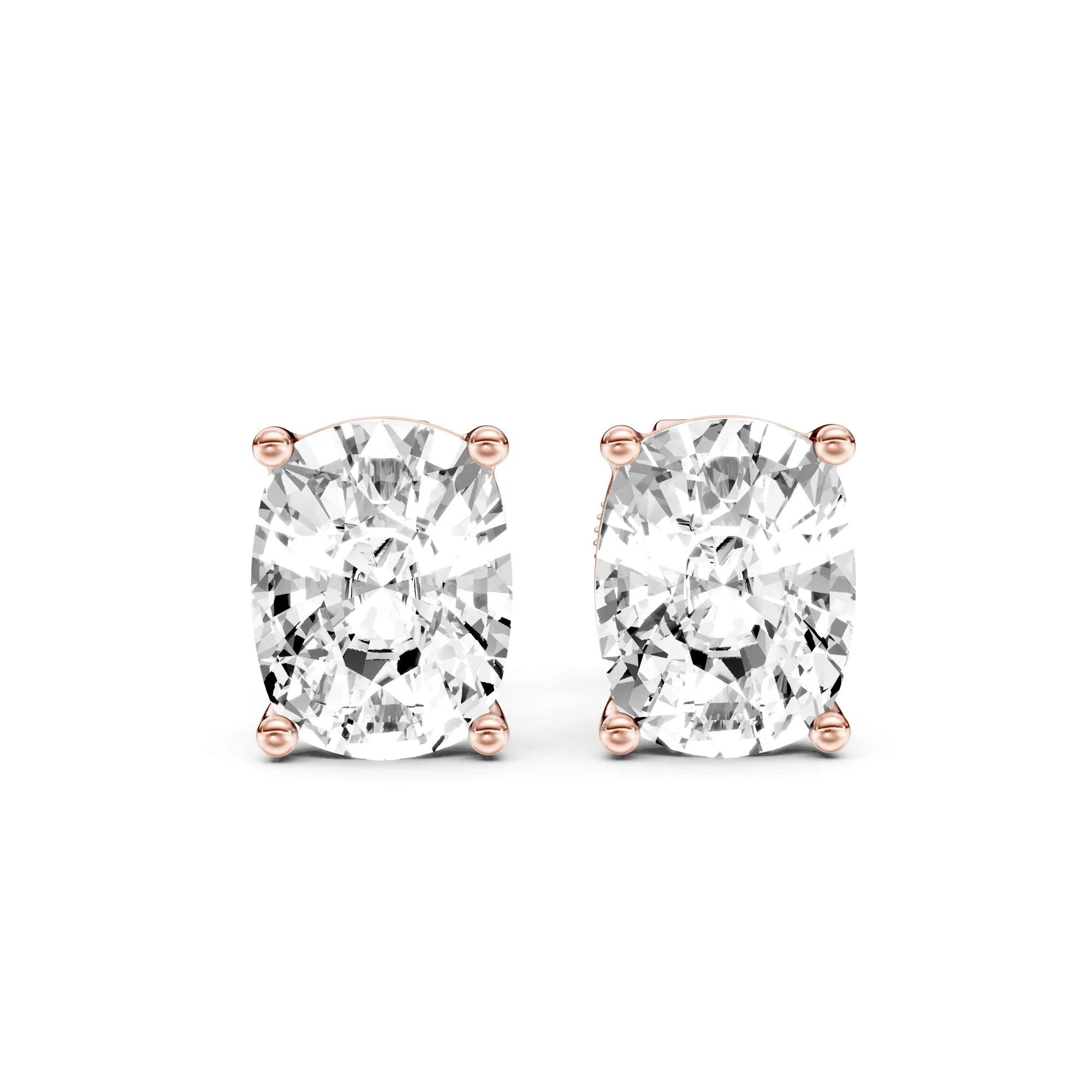 Solitaire Studs Cushion — Roségold