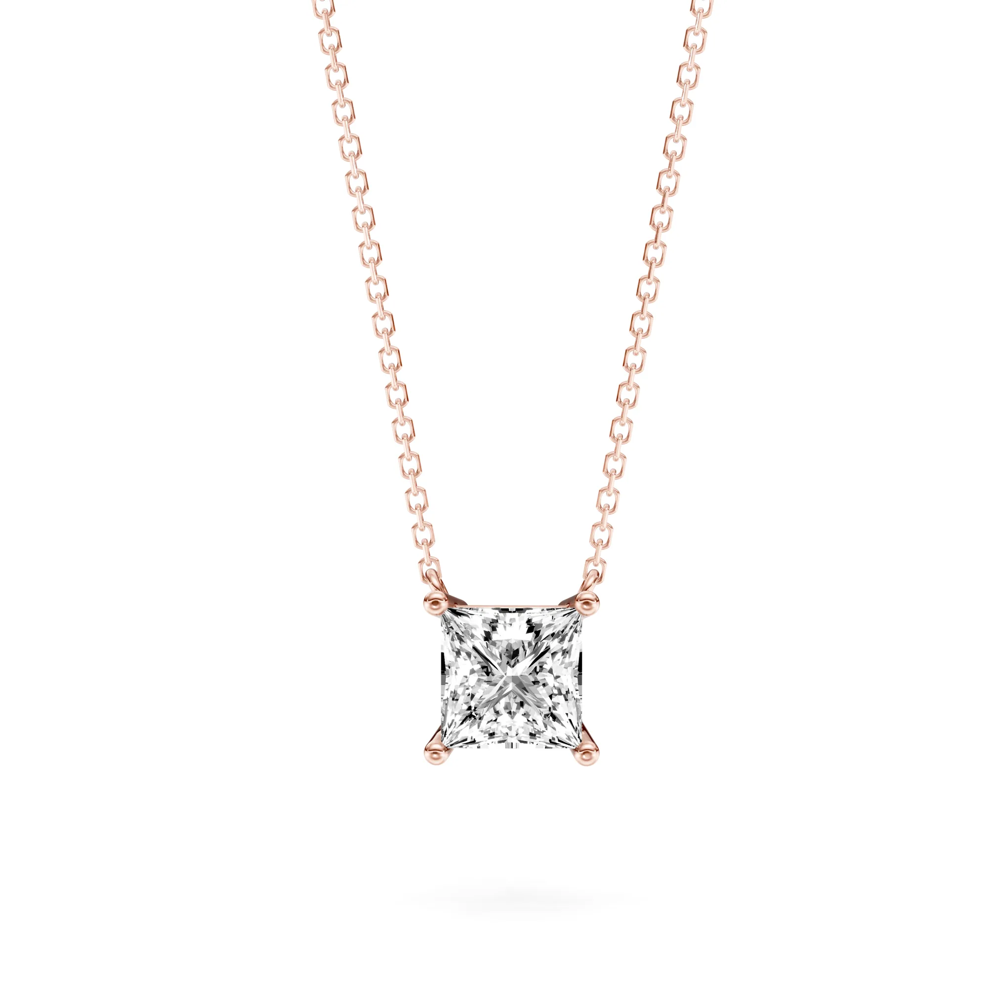 Solitaire Pendant Princess — Rose Gold