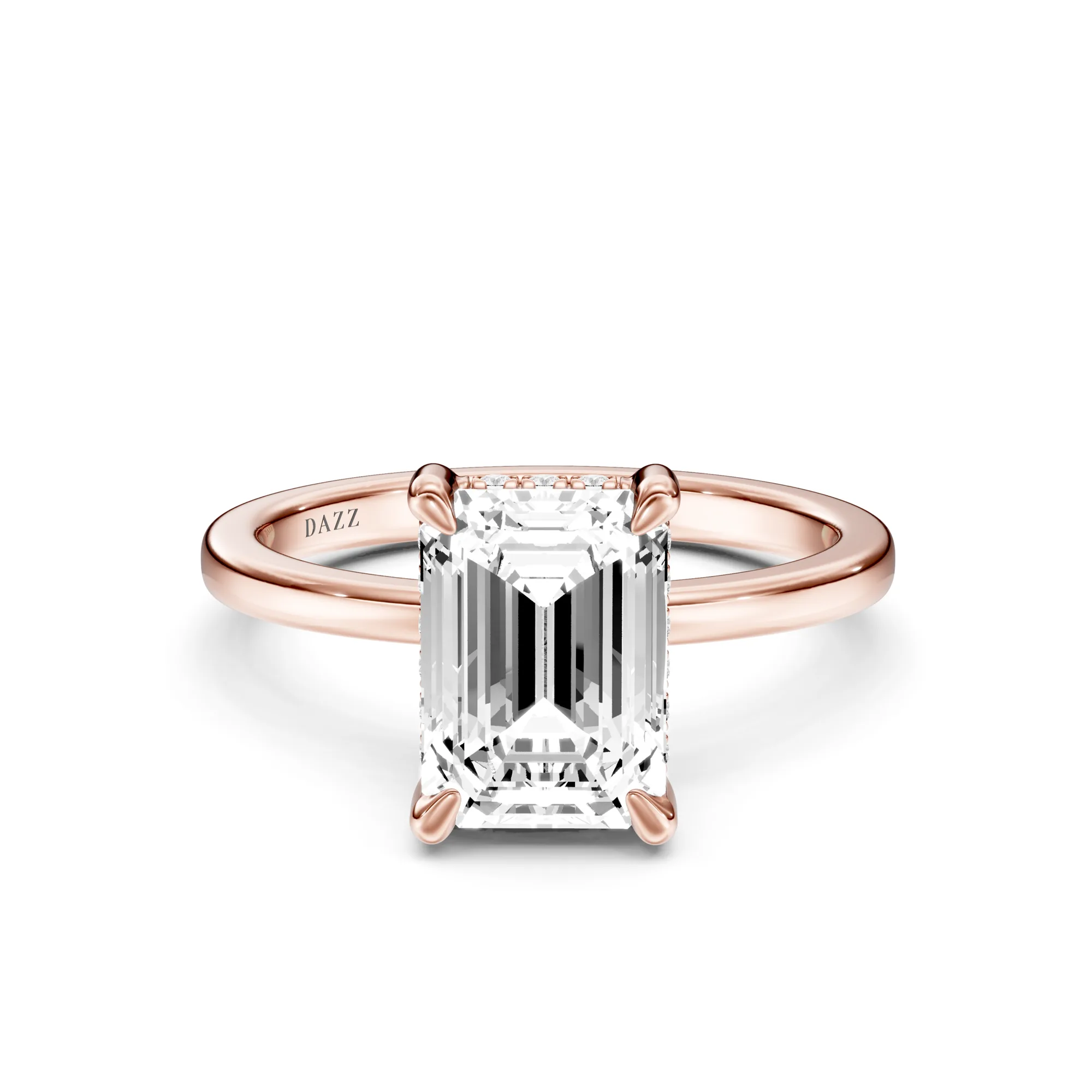 Hidden Halo Ring Emerald — Roségold
