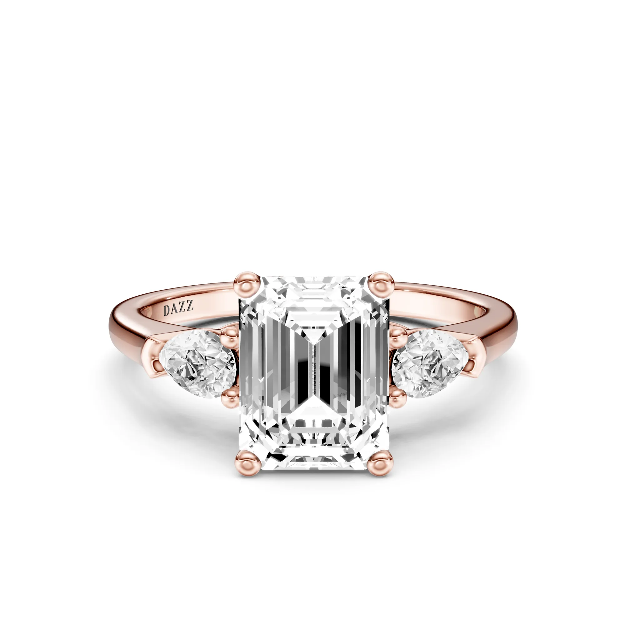 3 Stone Pear Ring Emerald — Roségold