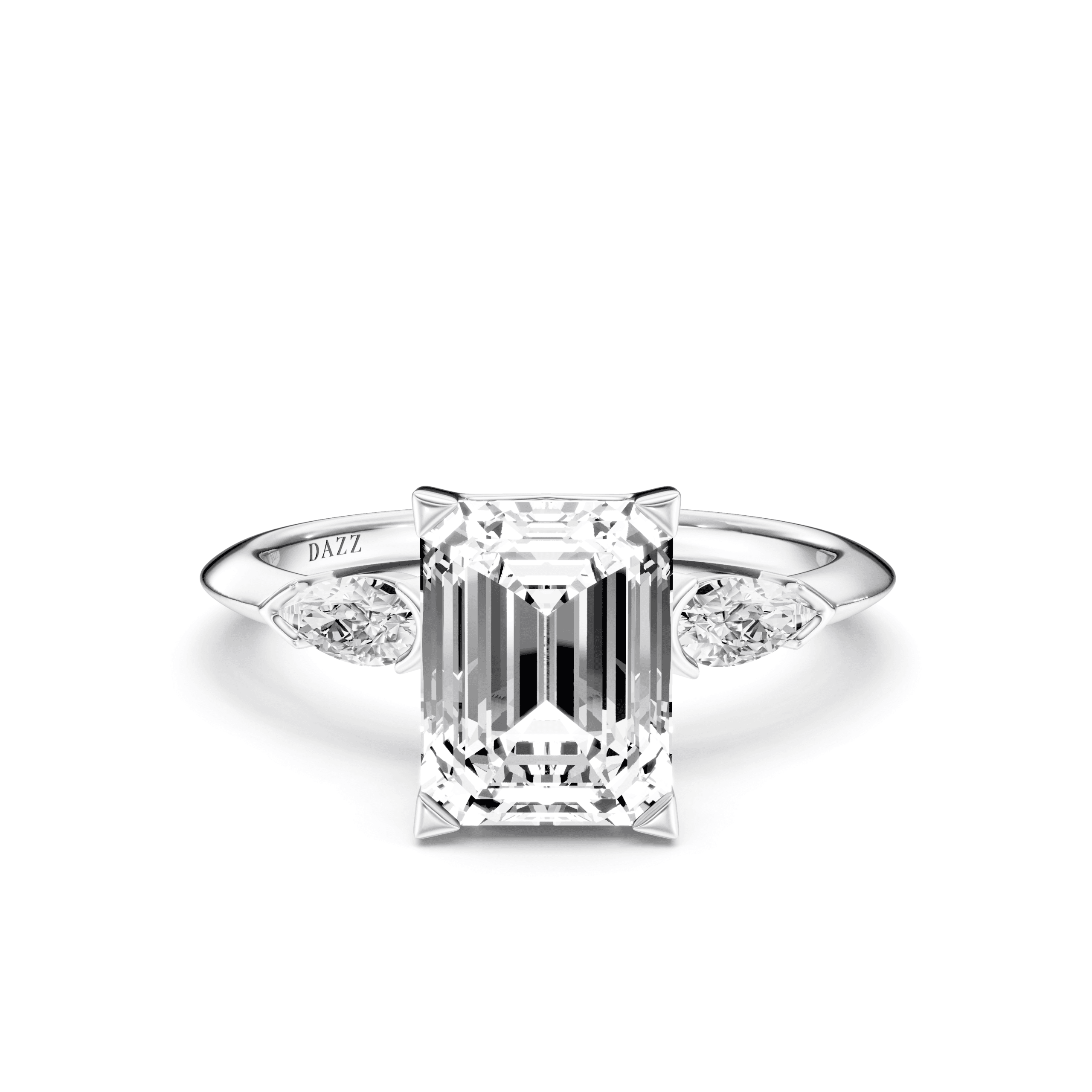 DAZZ Ring Emerald — White Gold