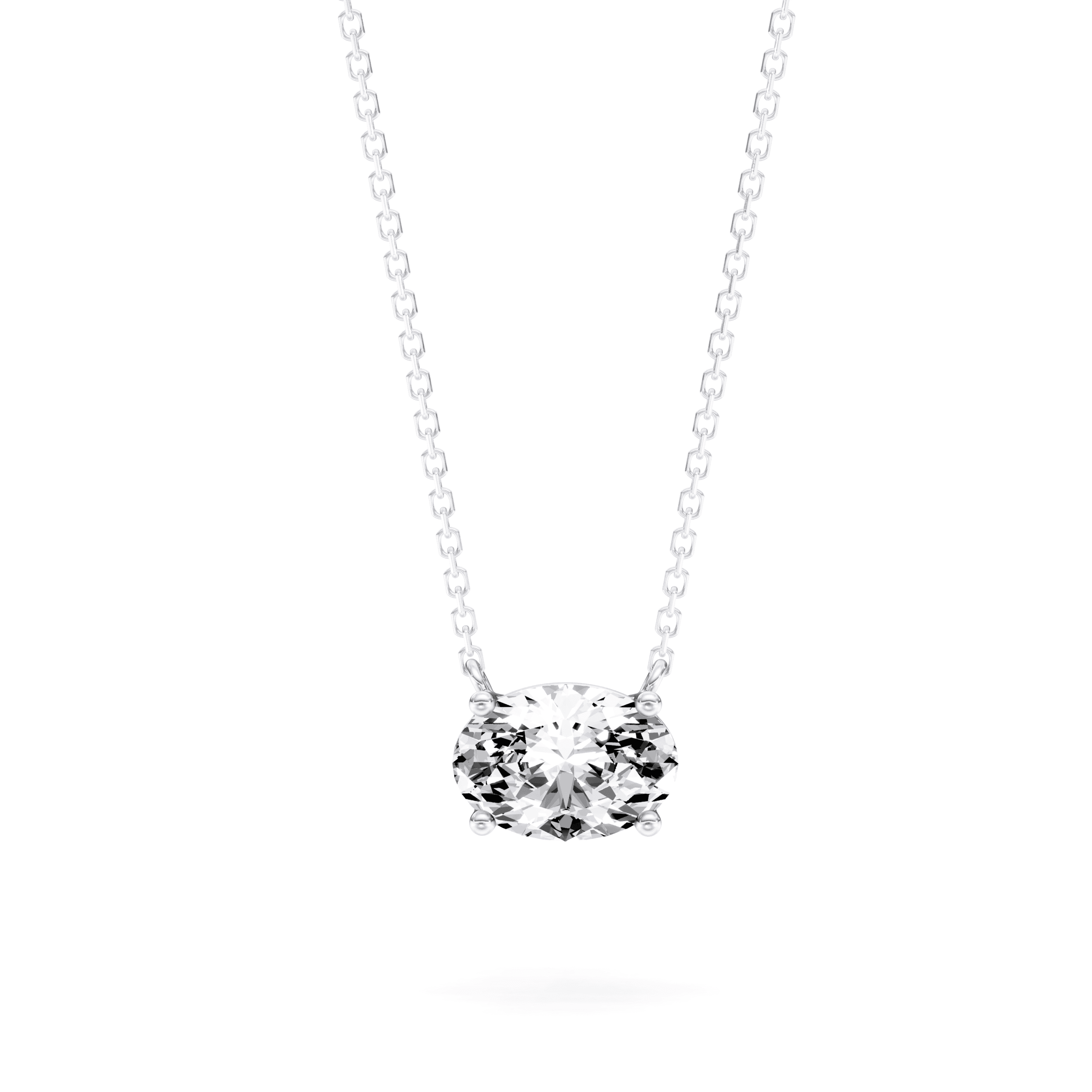 Solitaire Pendant Oval — White Gold