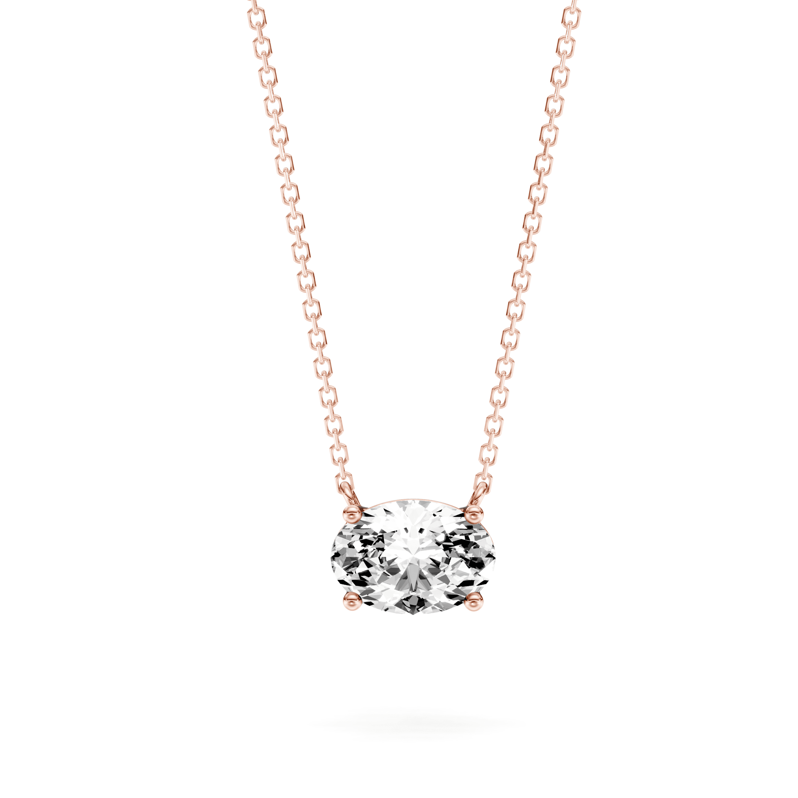 Solitaire Pendant Oval — Rose Gold