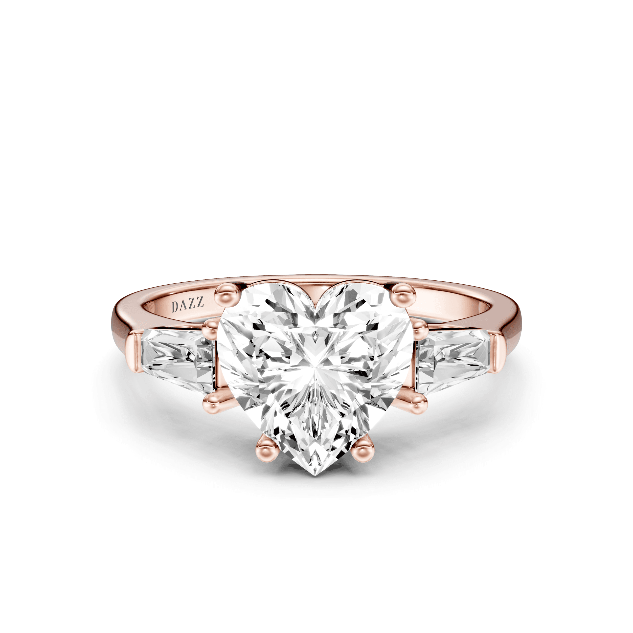 3 Stone Tapered Ring Cushion — Rose & Yellow Gold — Rose Gold