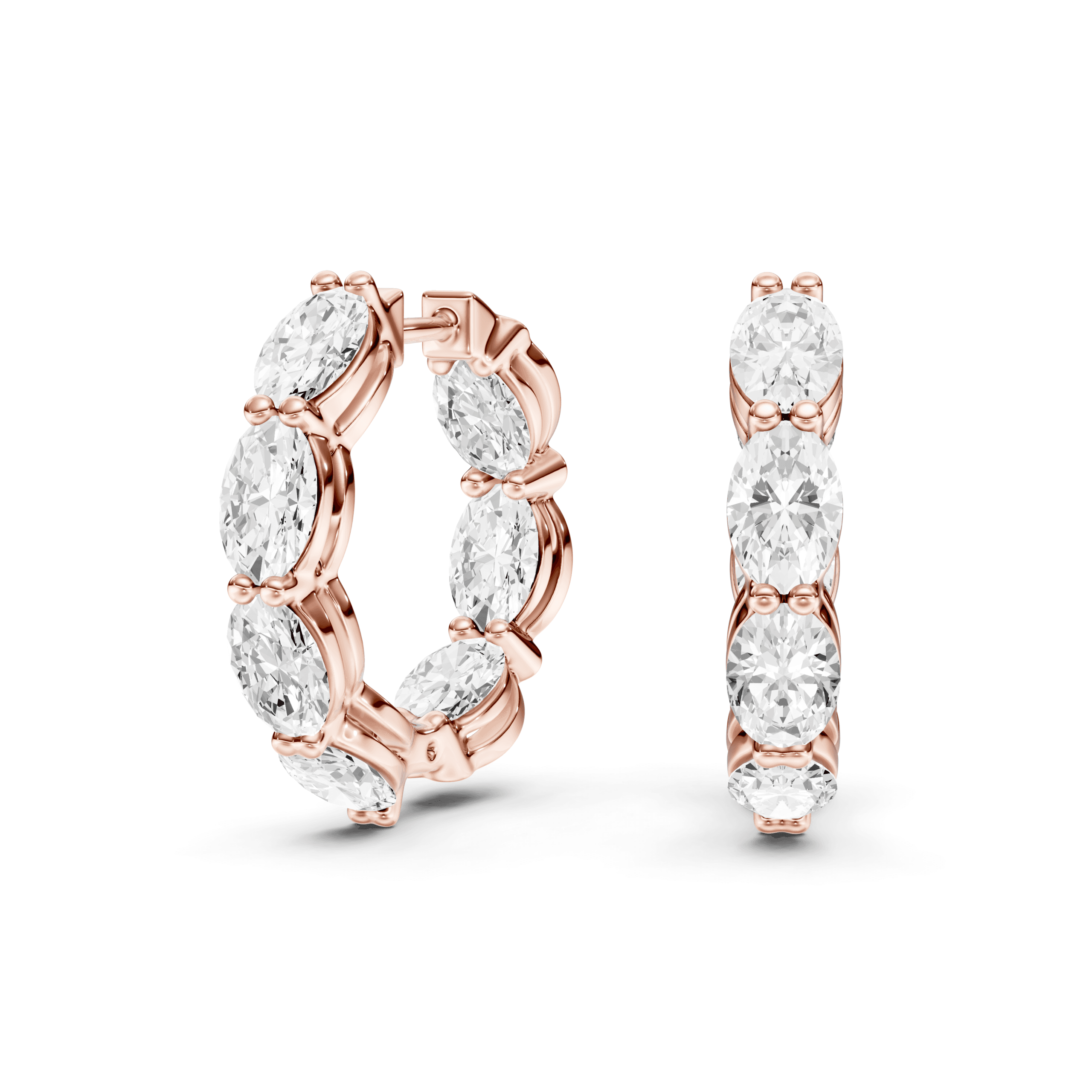 Full Setting Hoops Oval — Rose Gold