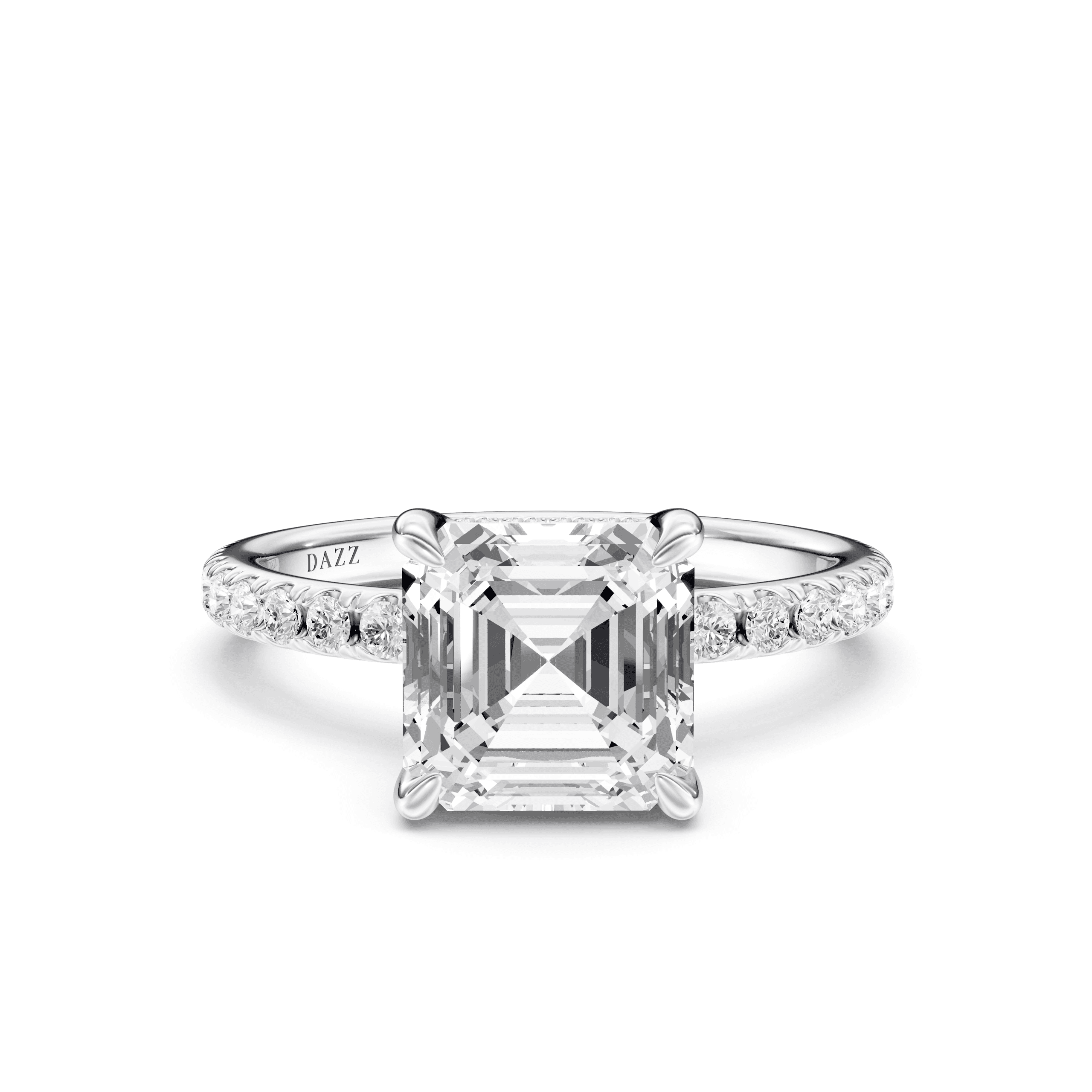 Pavé Ring Asscher — White Gold