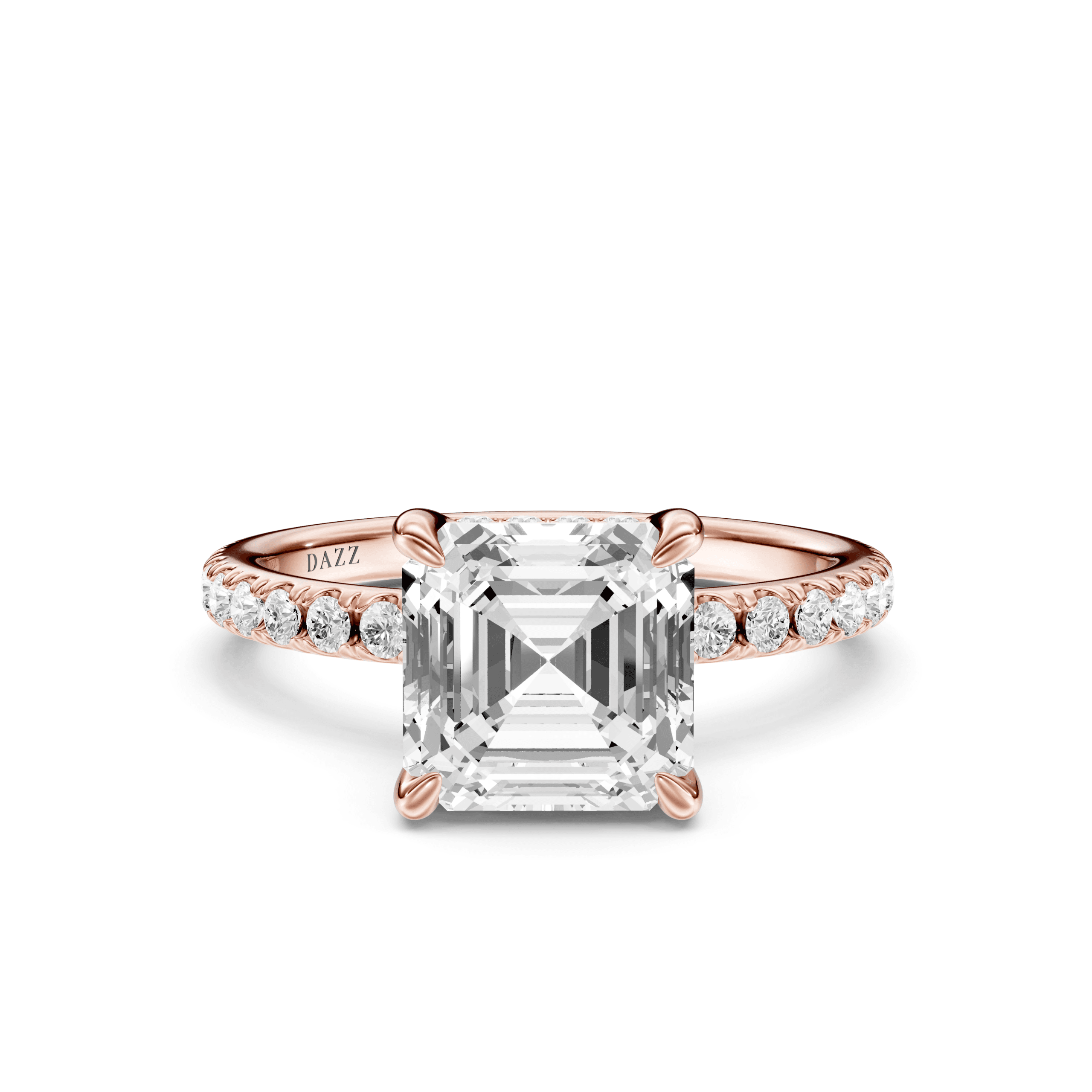 Pavé Ring Asscher — Rose Gold