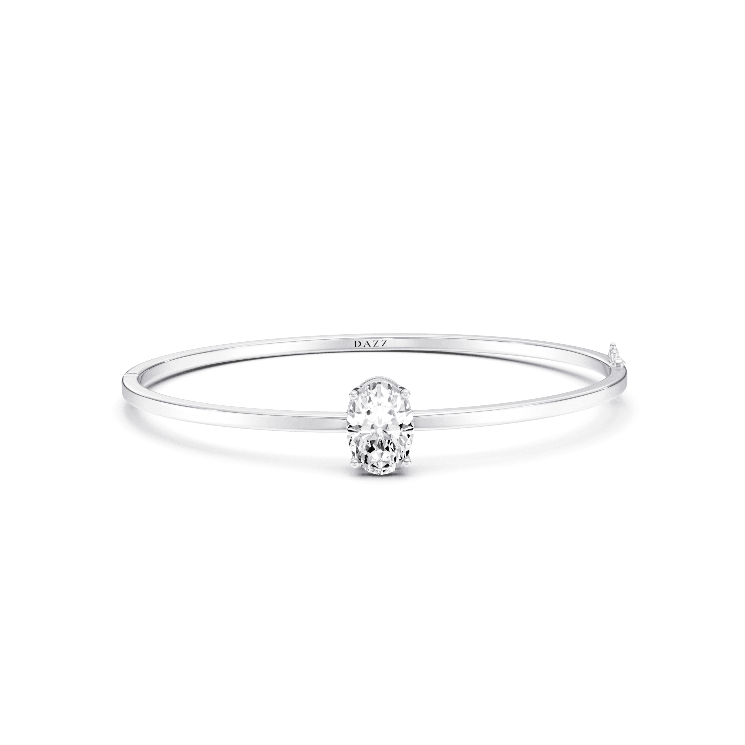 Bangle Solitaire Oval 2ct — White Gold