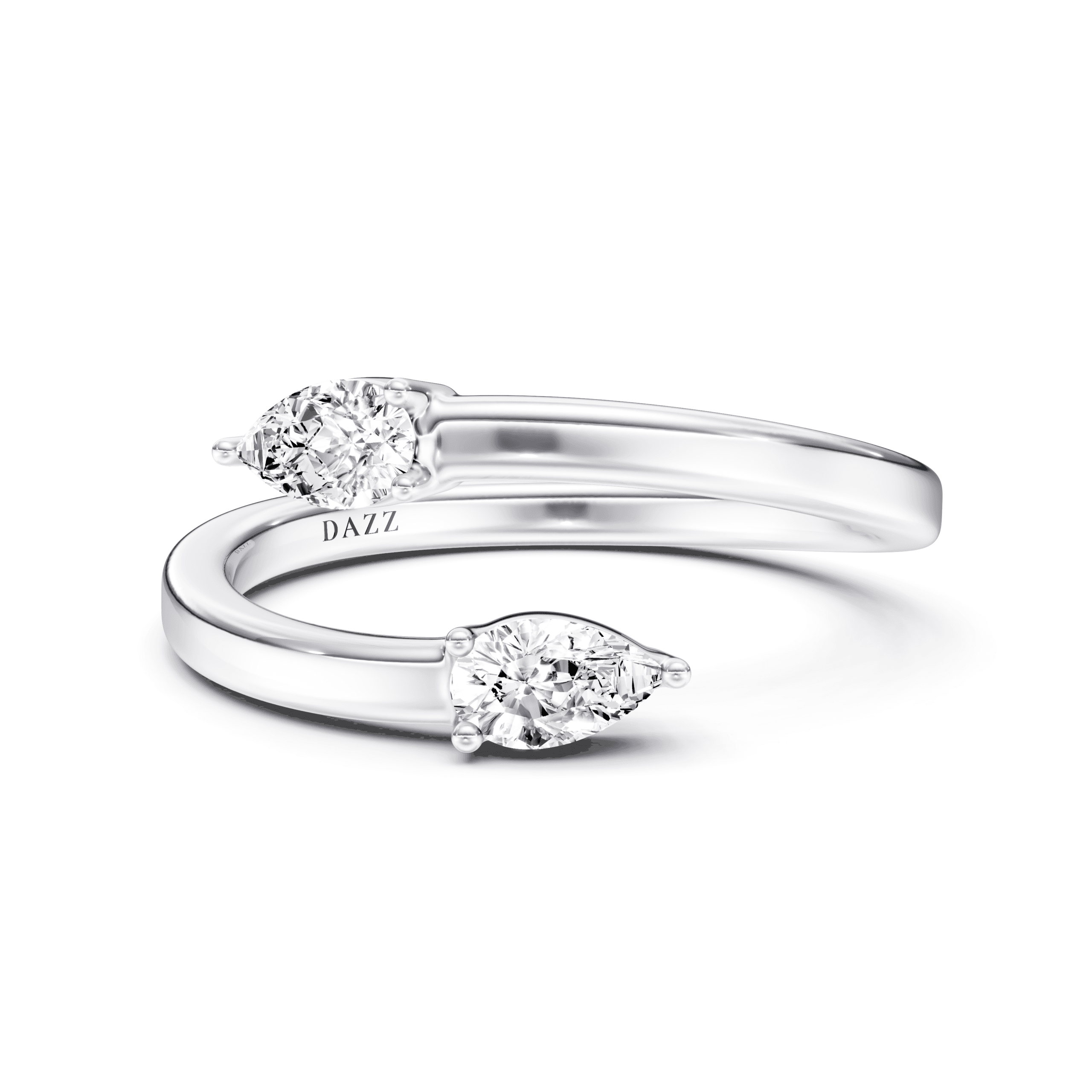 Split Ring Pear — White Gold