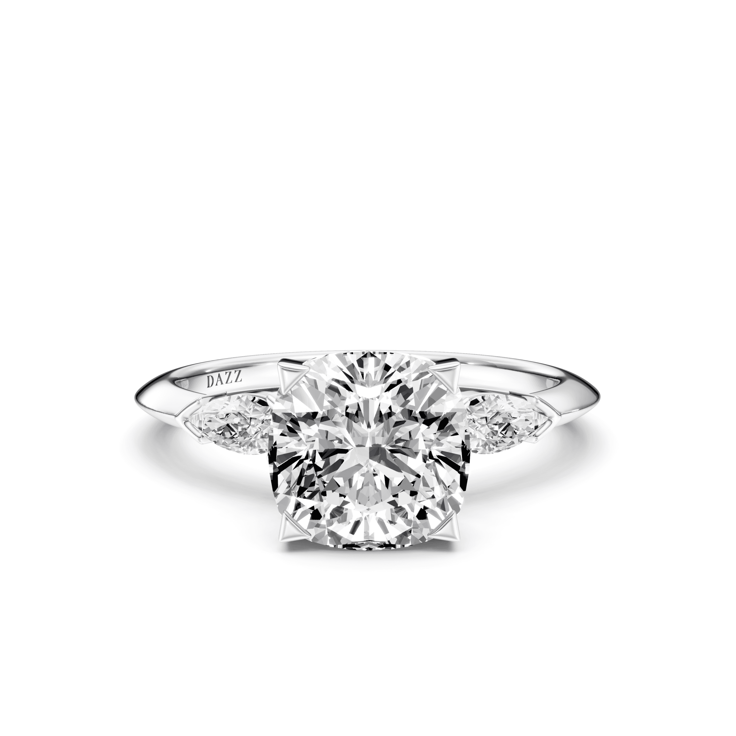 DAZZ Ring Cushion — White Gold