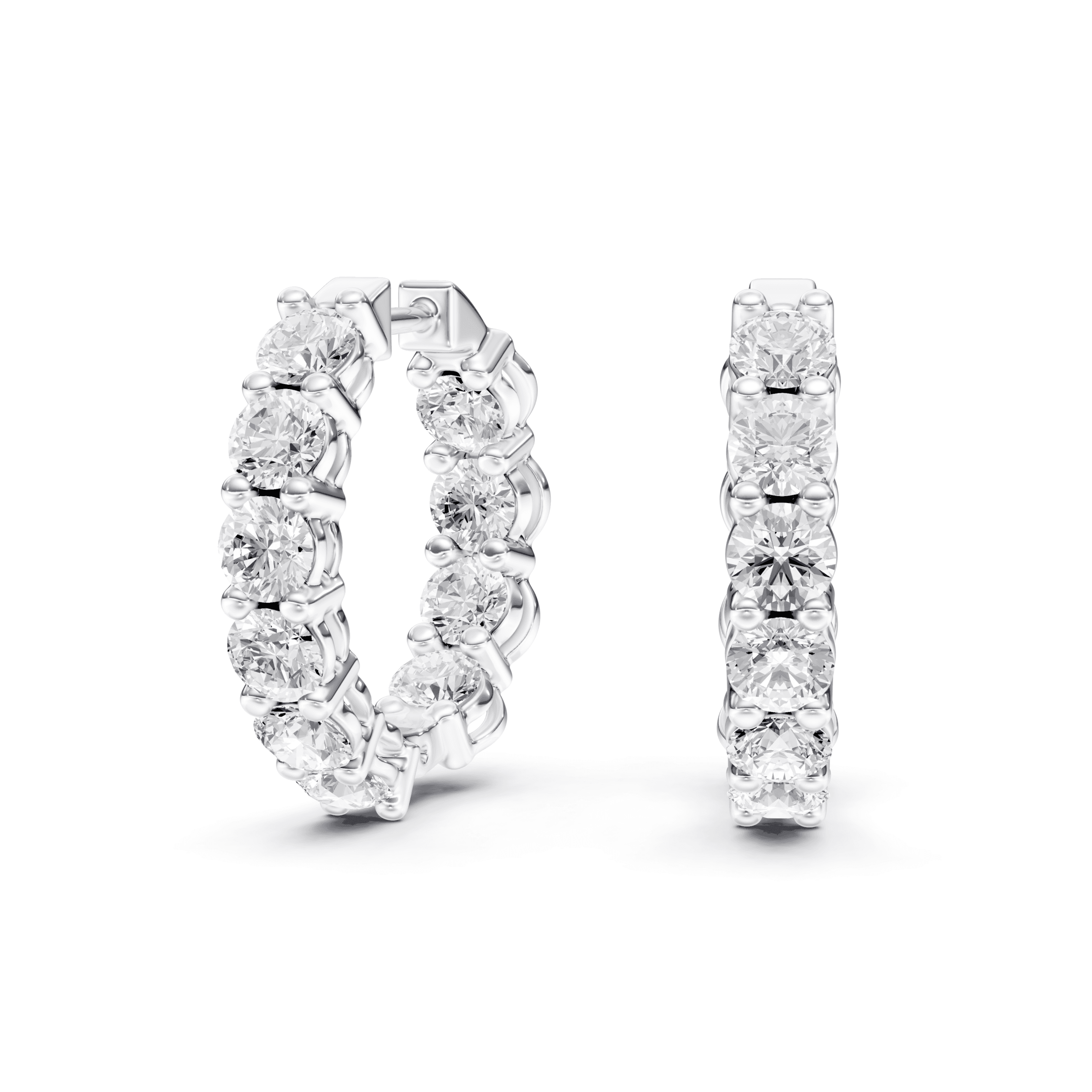 Full Setting Hoops Round — White Gold