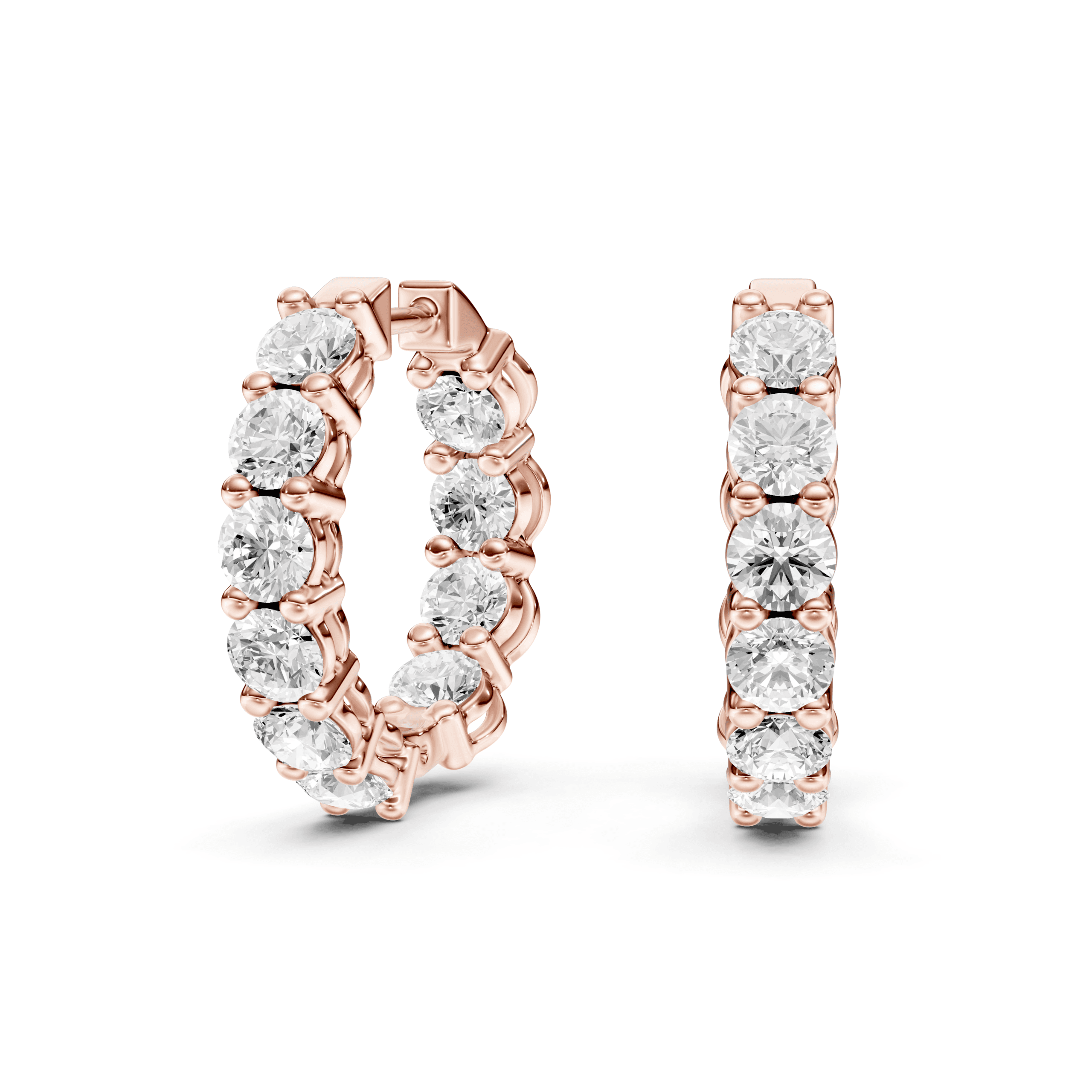 Full Setting Hoops Round — Rose Gold
