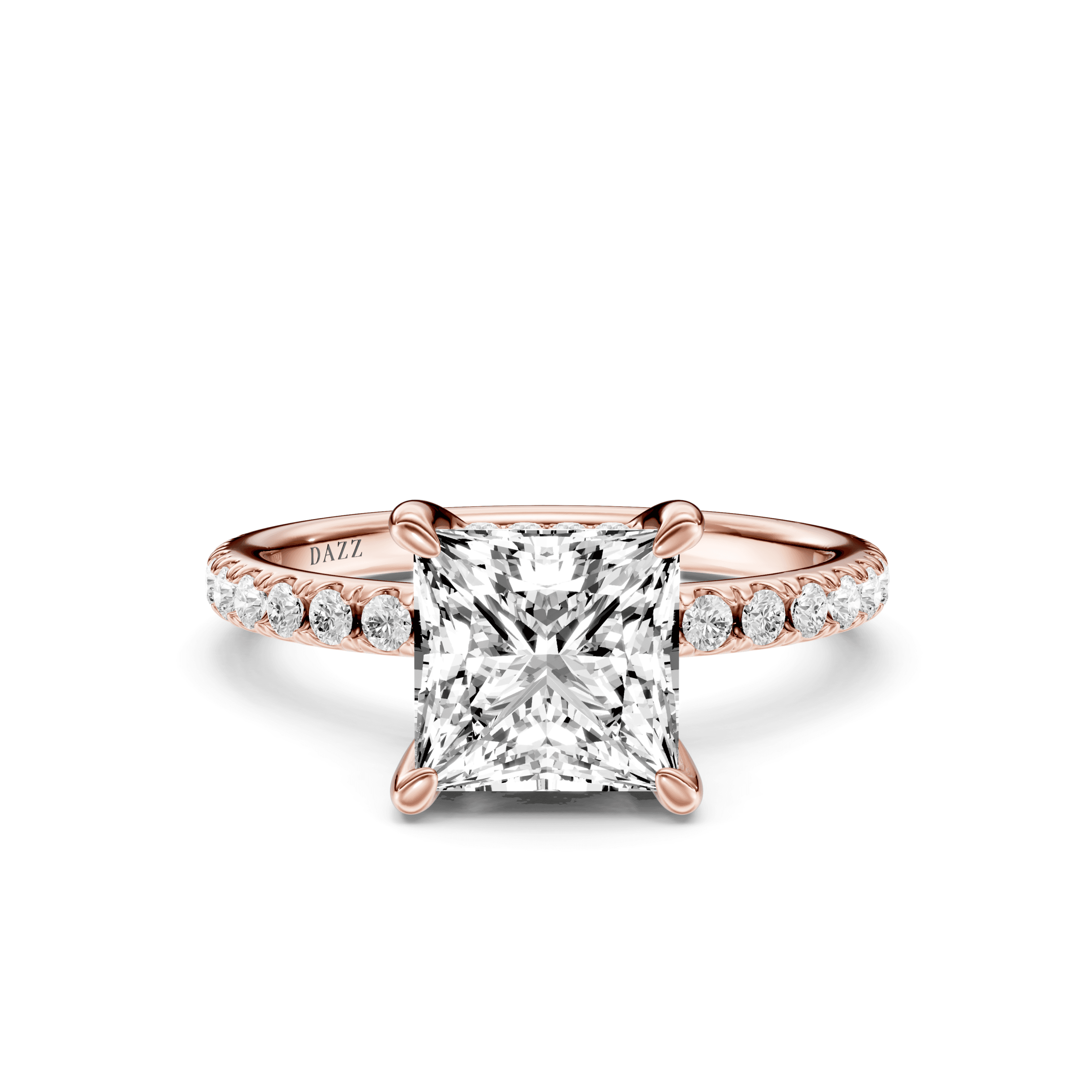 Pavé Ring Princess — Rose Gold