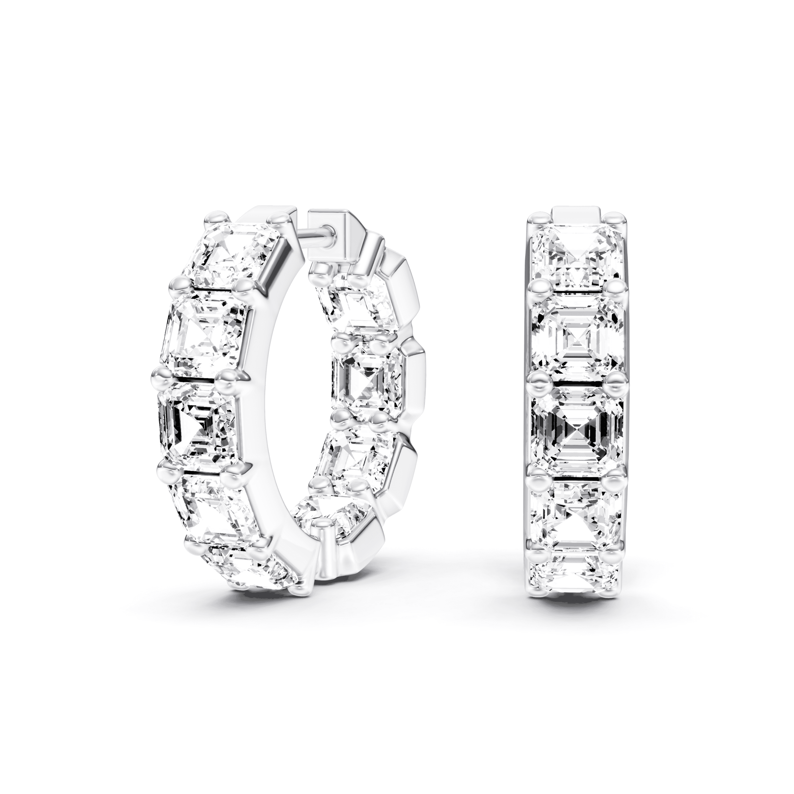 Full Setting Hoops Asscher — White Gold
