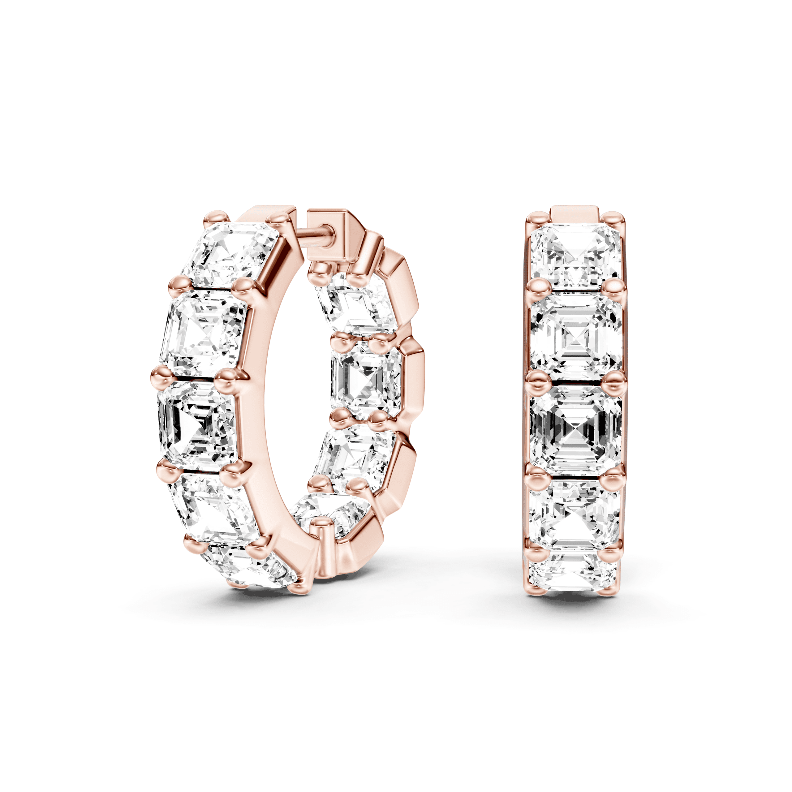 Full Setting Hoops Asscher — Rose Gold