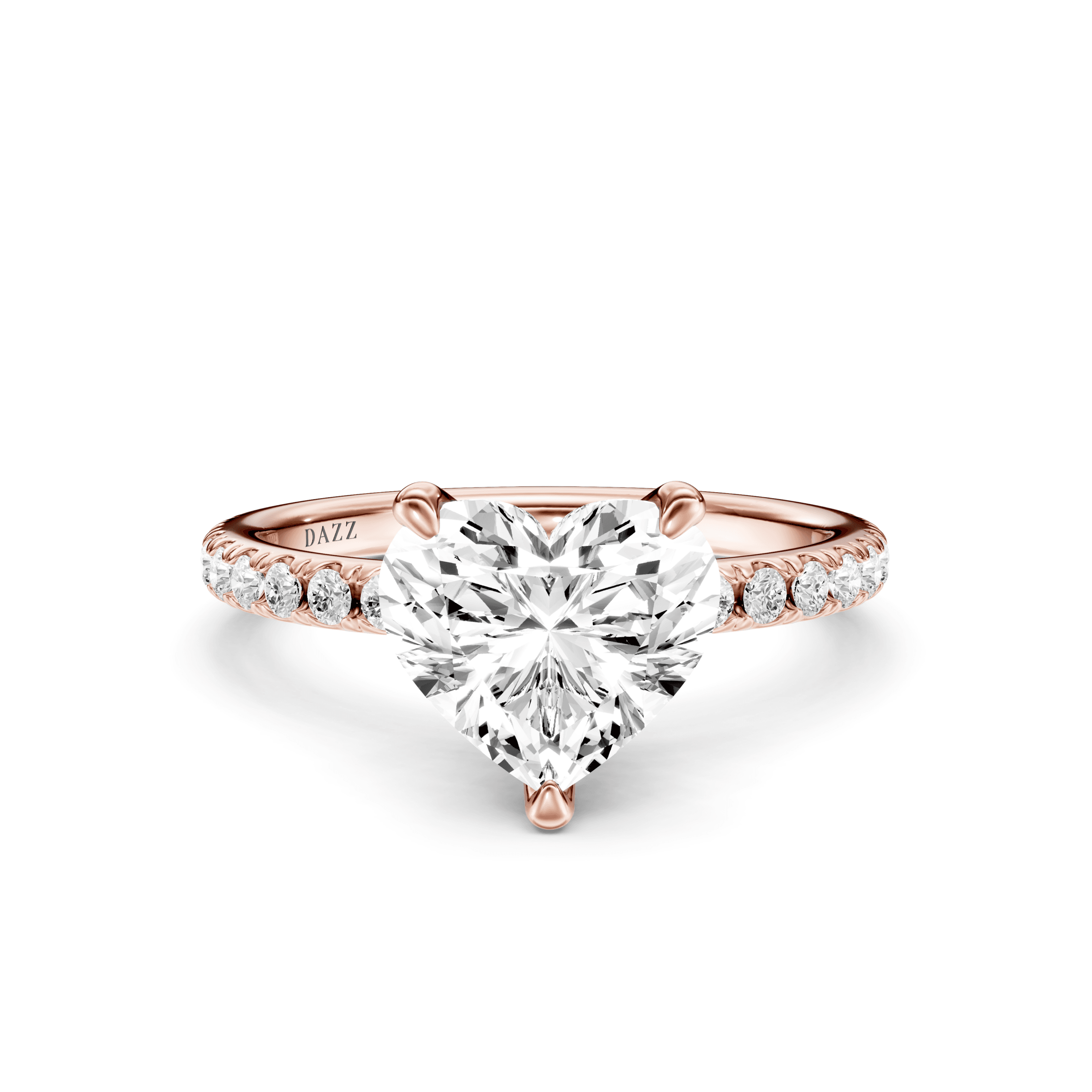 Pavé Ring Heart — זהב אדום