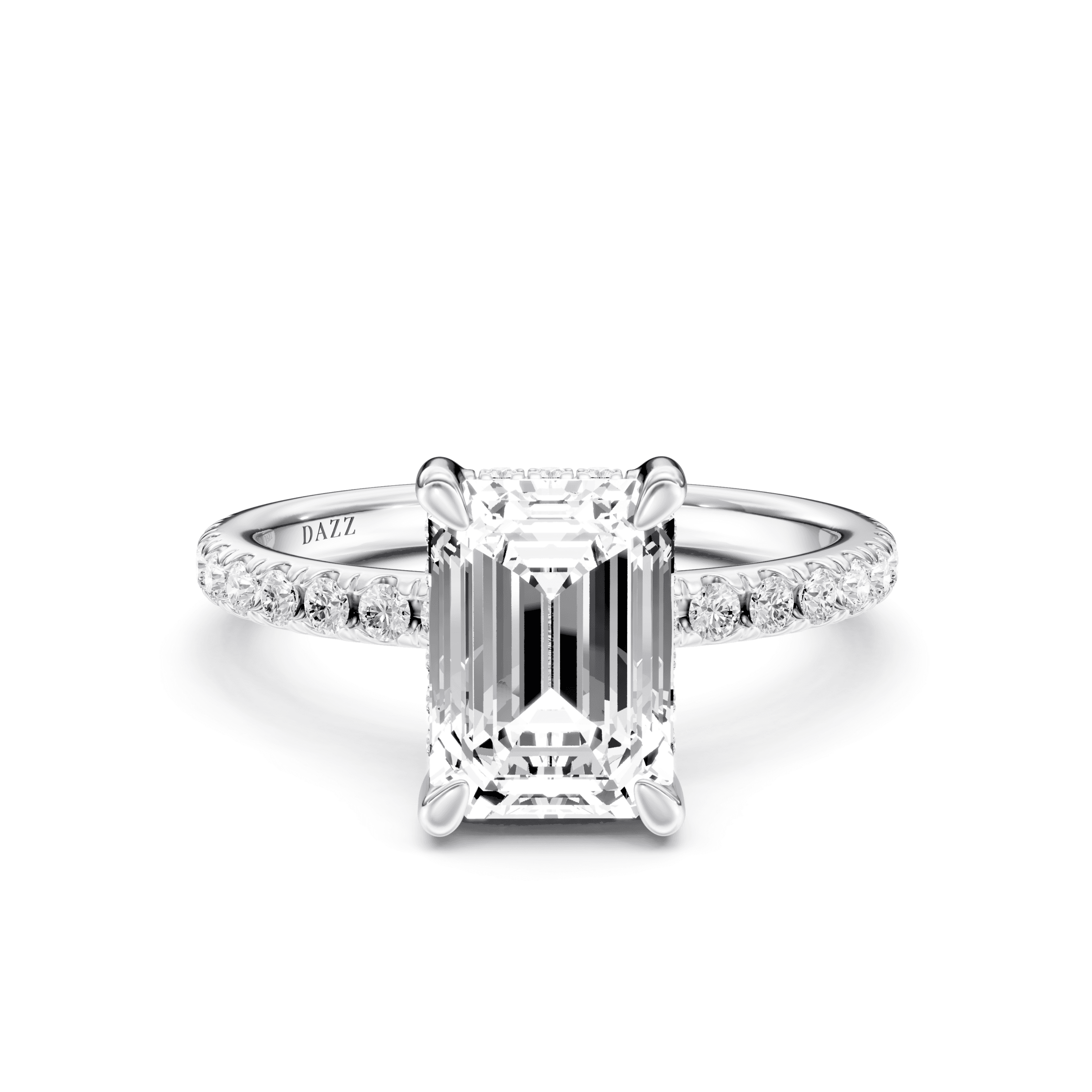 Pavé Ring Emerald — White Gold