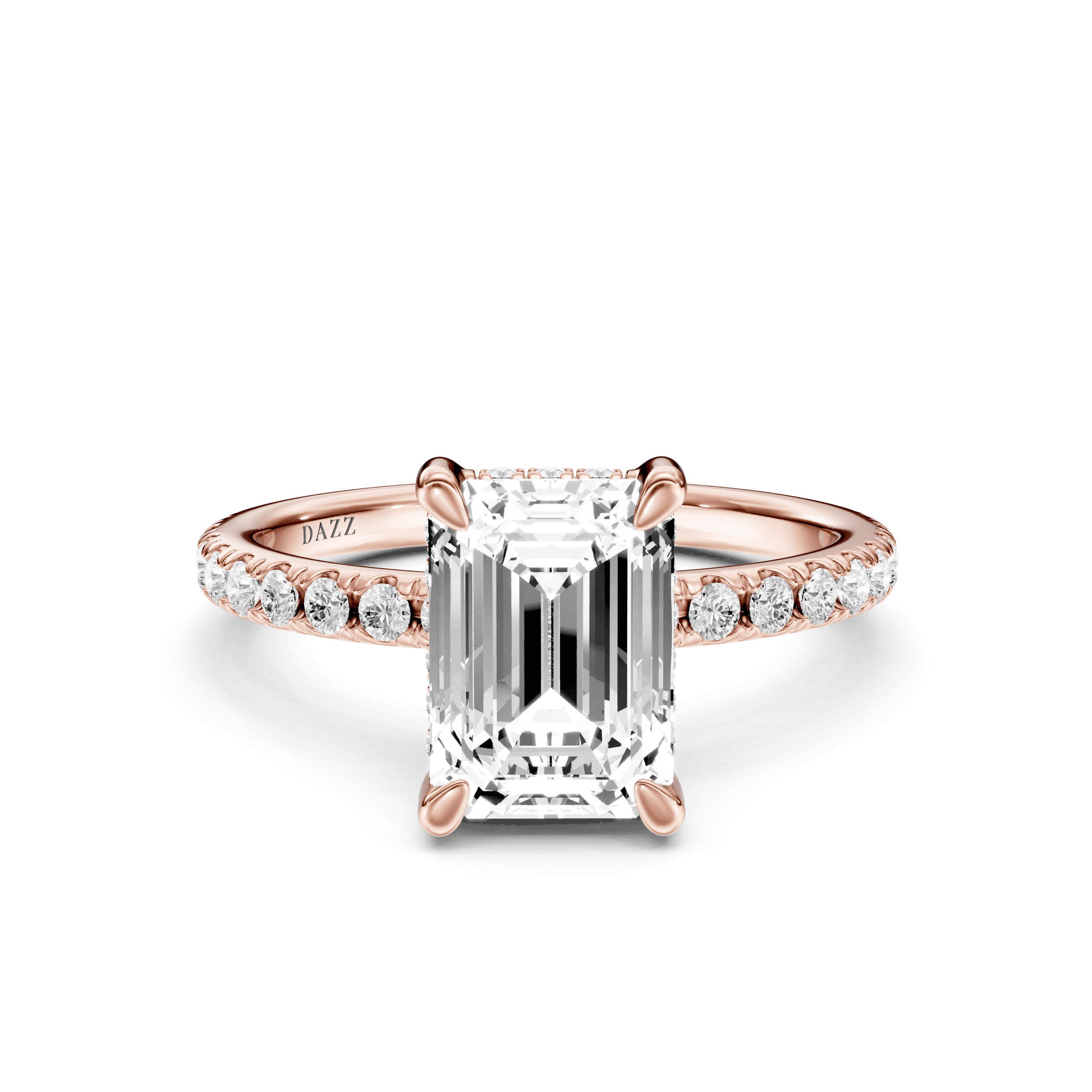 Pavé Ring Emerald — Rose Gold