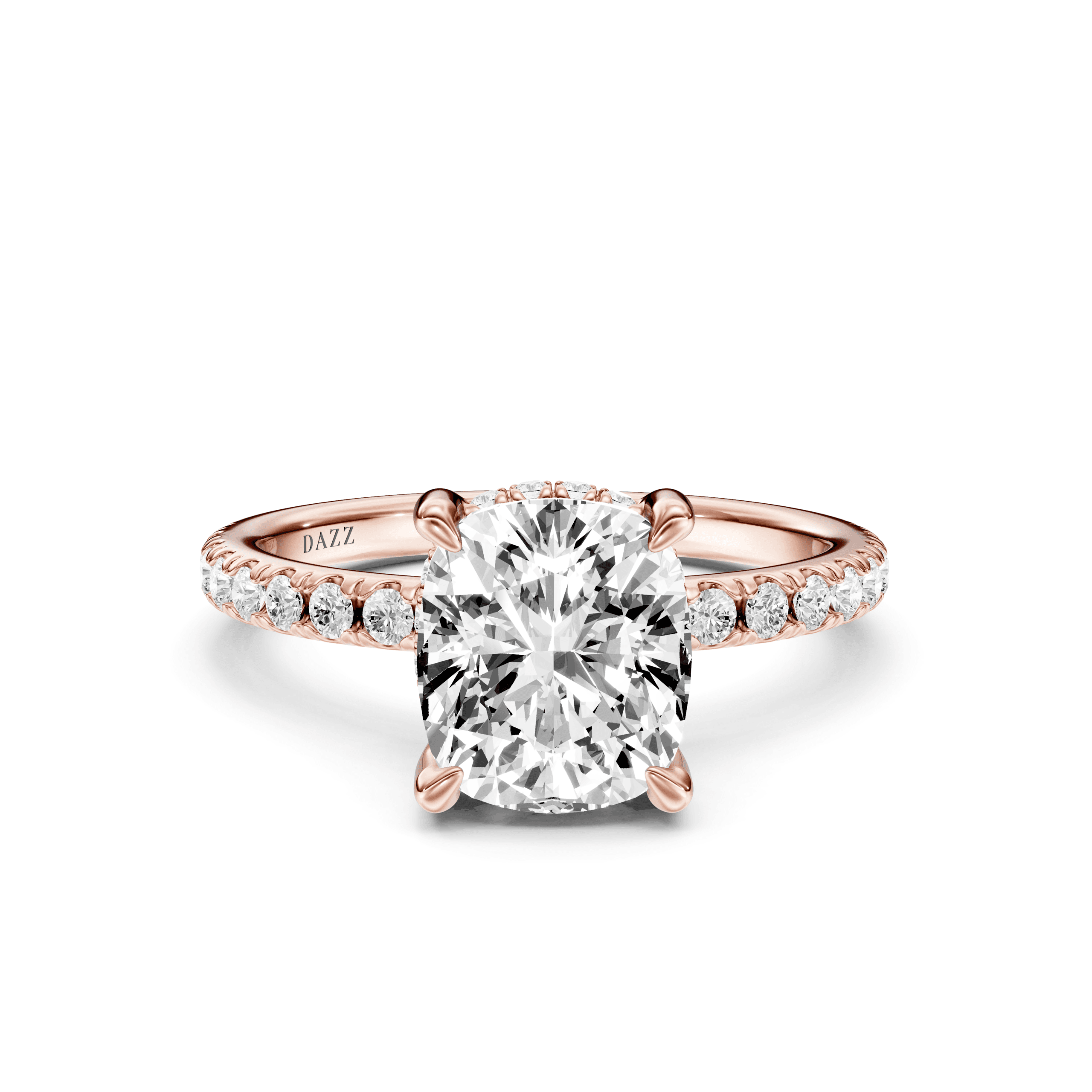 Pavé Ring Cushion — Rose Gold