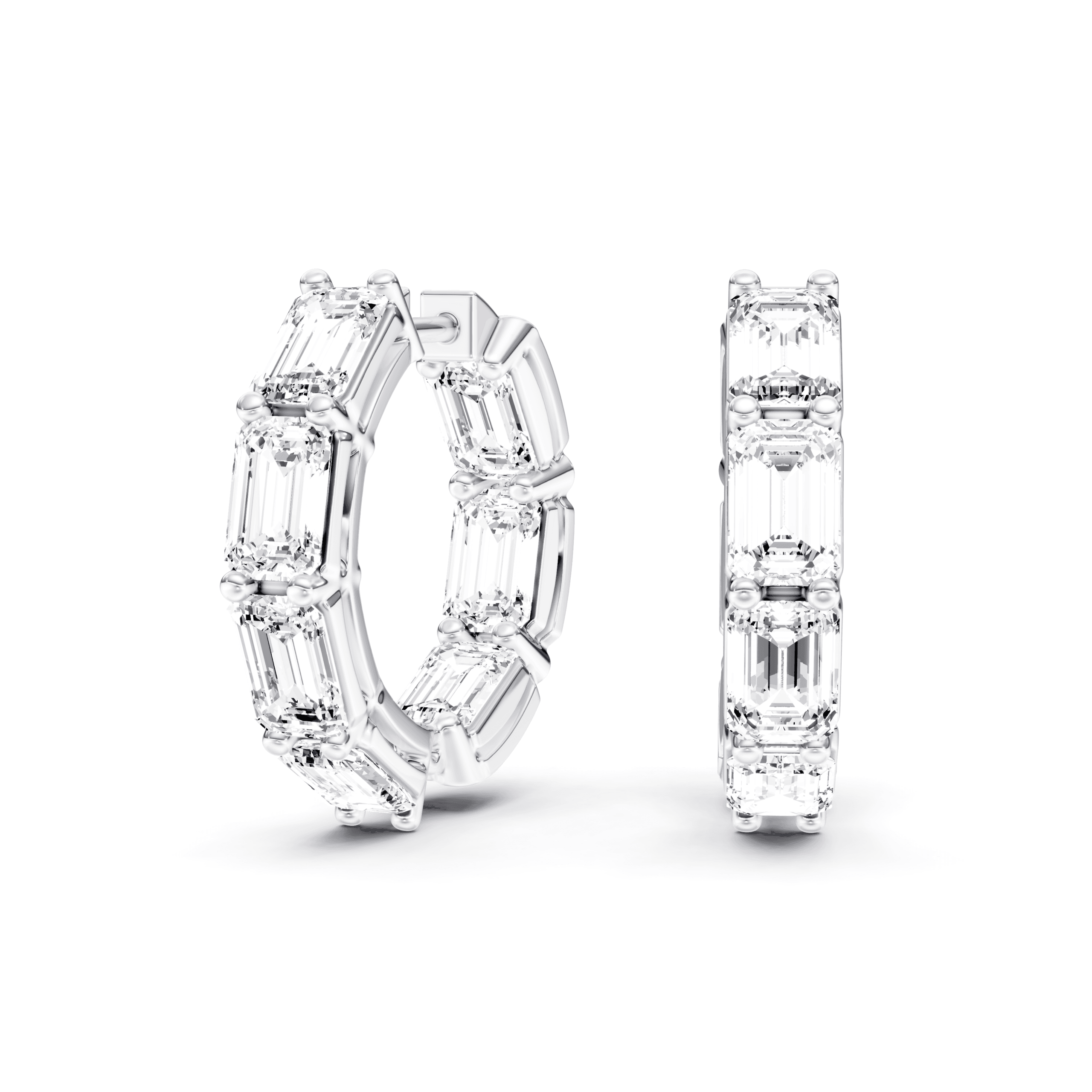 Full Setting Hoops Emerald — White Gold