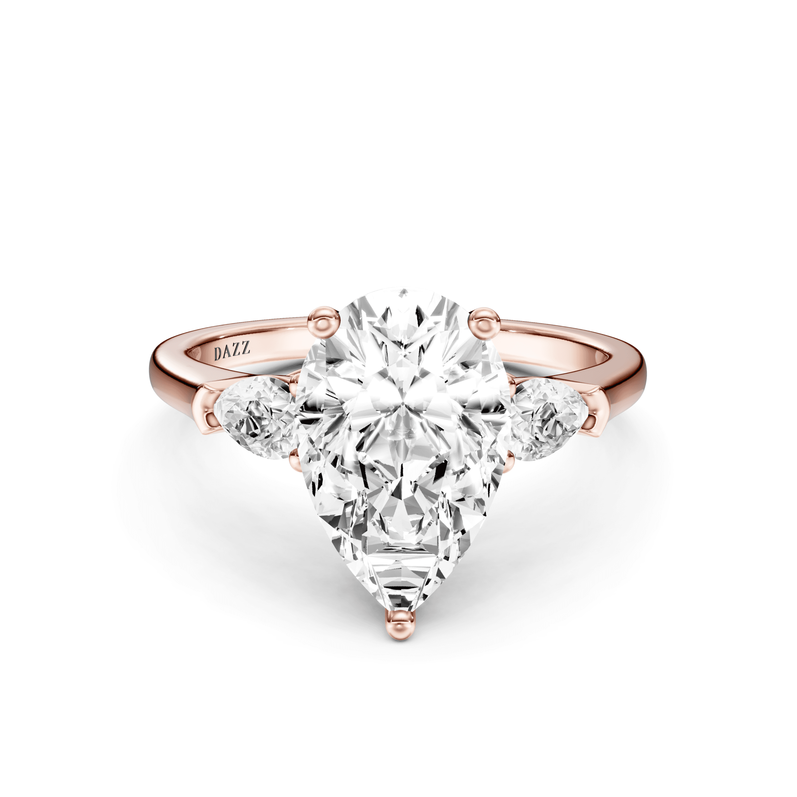 3 Stone Pear Ring Pear — Rose Gold